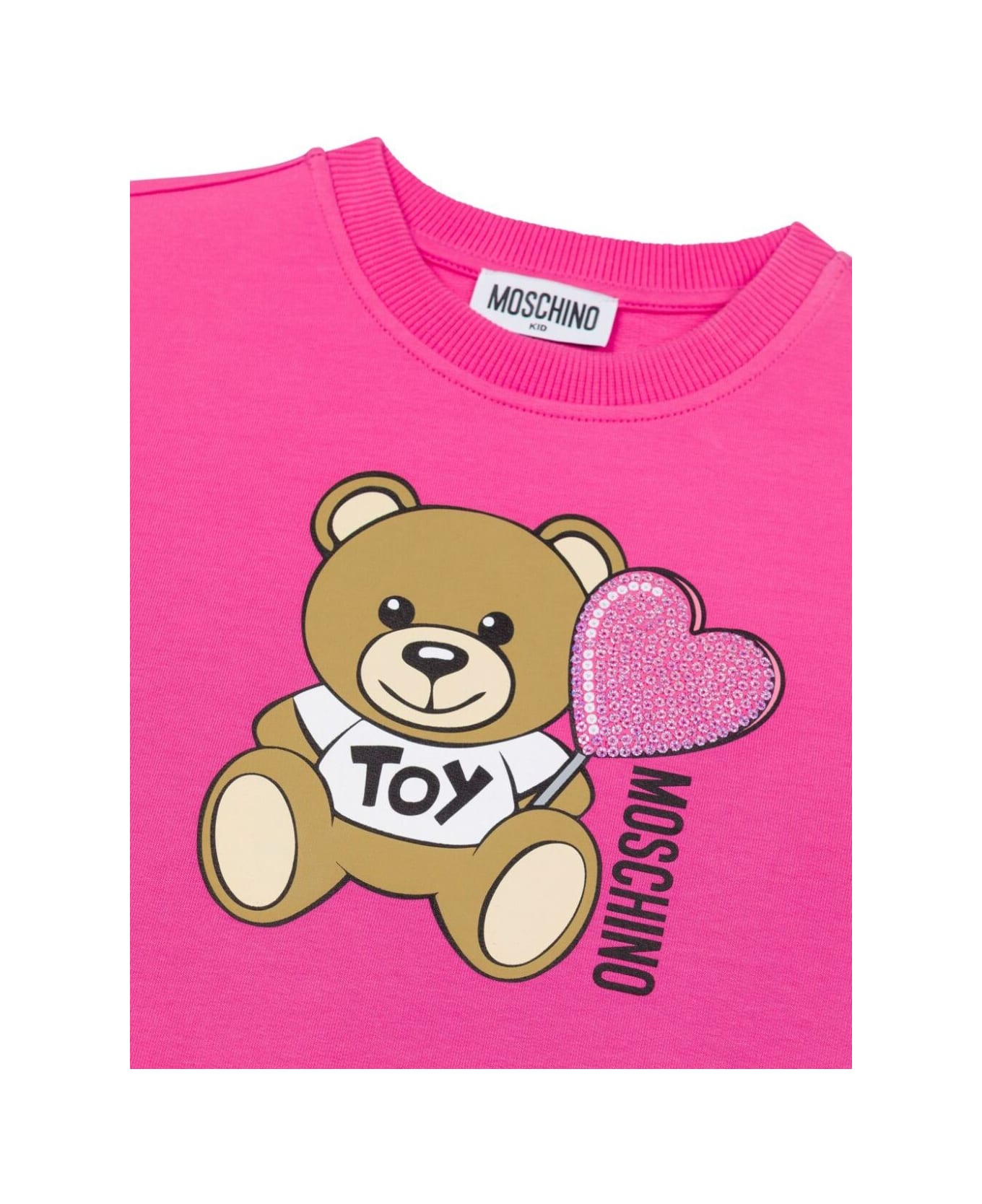 Moschino Pink Crewneck Sweatshirt With Logo Print On The Front In Cotton Stretch Girl - Pink