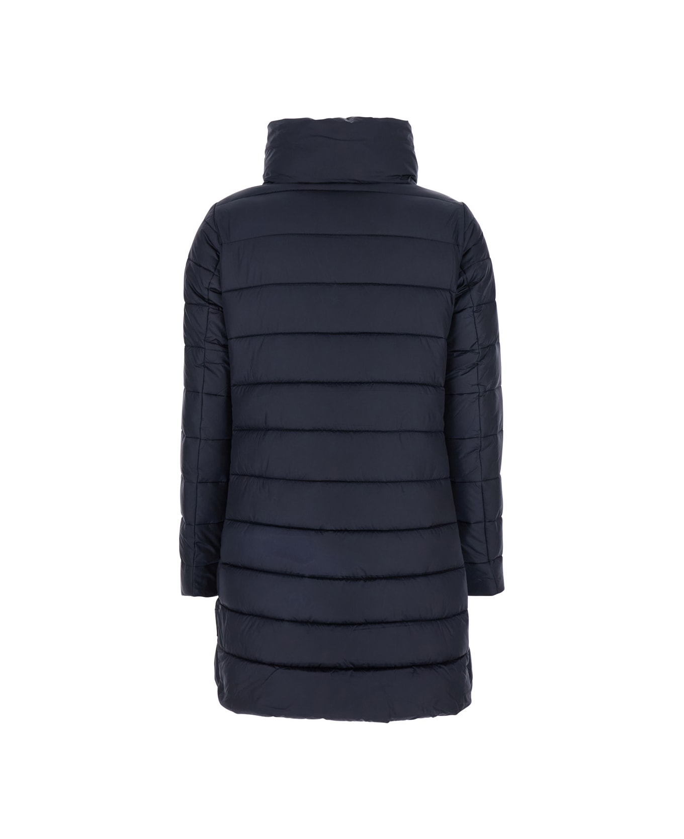 Save the Duck 
lydia
 Blue Down Jacket With High Neck And Logo Patch On The Sleeve In Tech Fabric Woman - Blue Black
