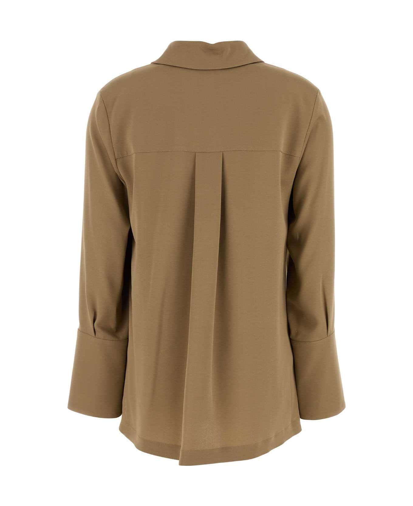 Max Mara Camel Stretch Crepe Dover Blouse - NOCCIOLA
