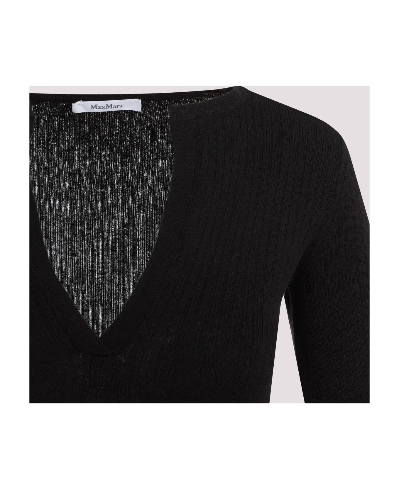 Max Mara V-neck Knit Top - Black