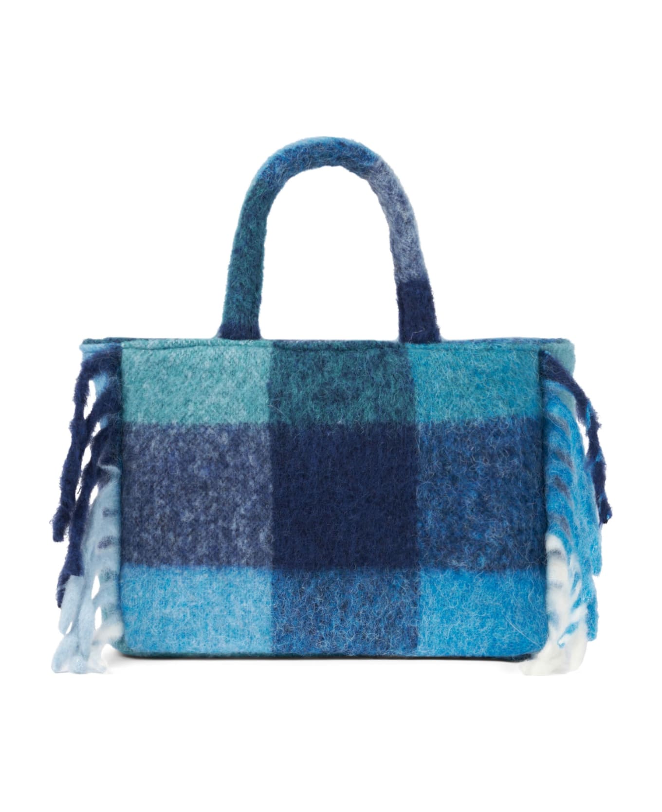 MC2 Saint Barth Colette Blanket Handbag With Check Print - BLUE
