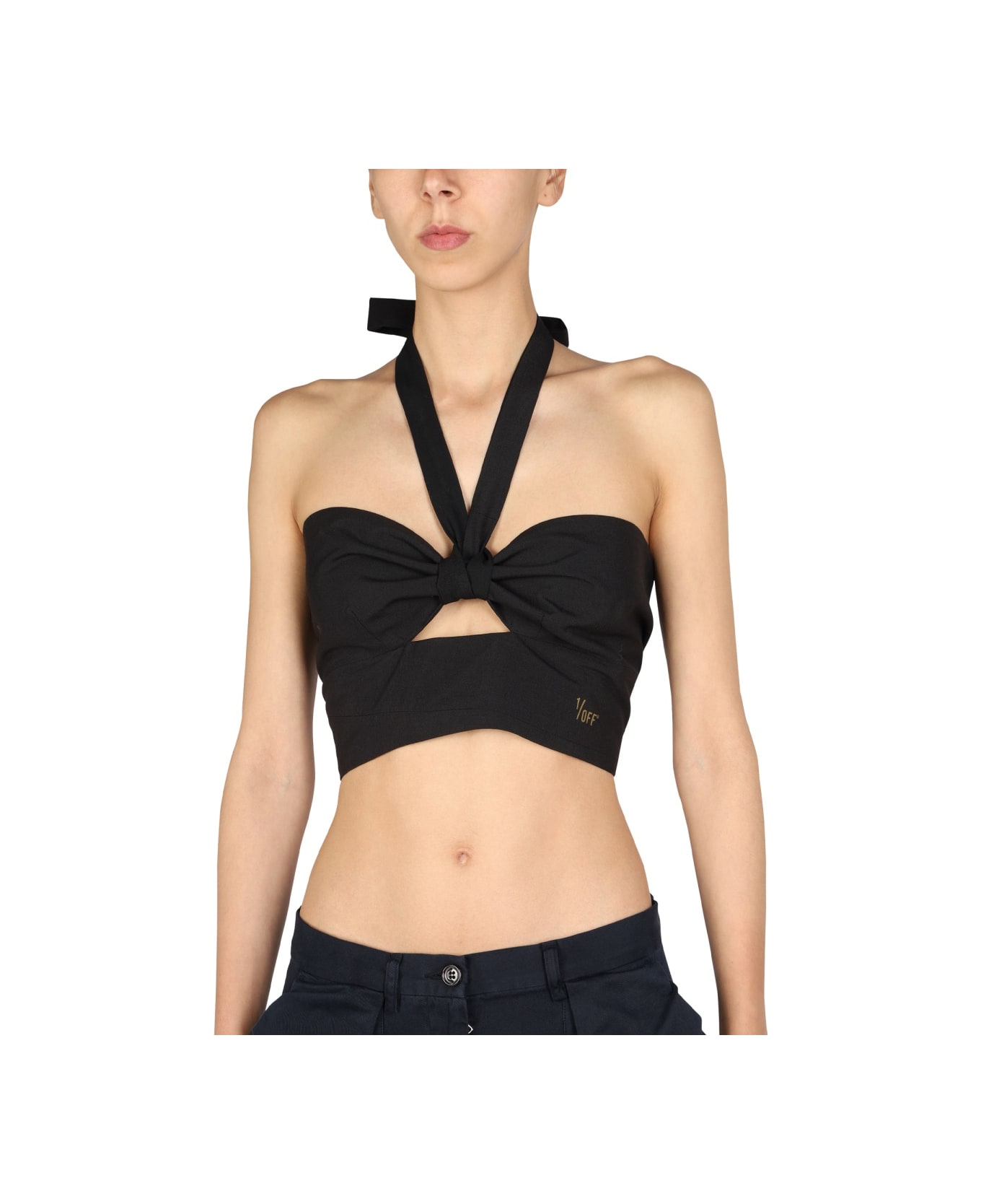 1/OFF Top With Crossed Straps - BLACK