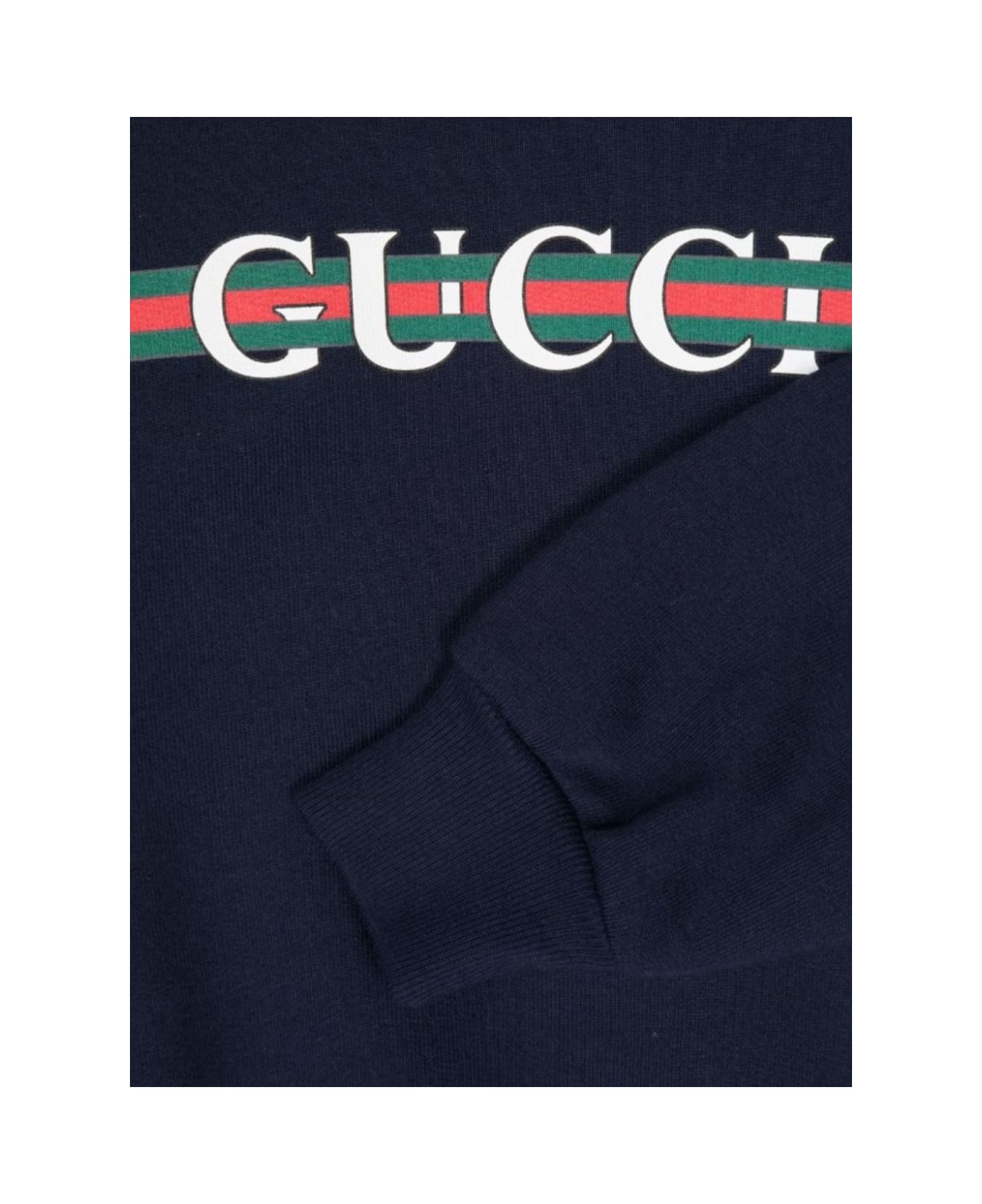 Gucci Black Crewneck Sweatshirt With Web Detail In Jersey Boy - Blu