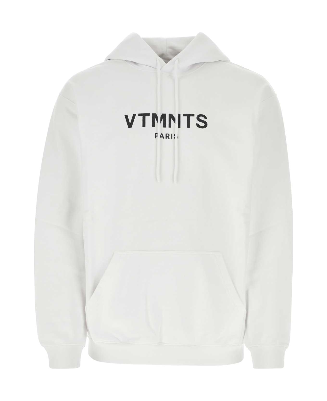 VTMNTS White Cotton Blend Oversize Sweatshirt - WHITE / BLACK