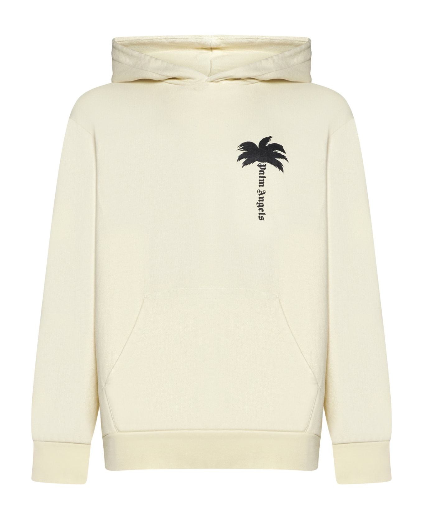Palm Angels Ivory Cotton Sweatshirt - Off White Black フリース