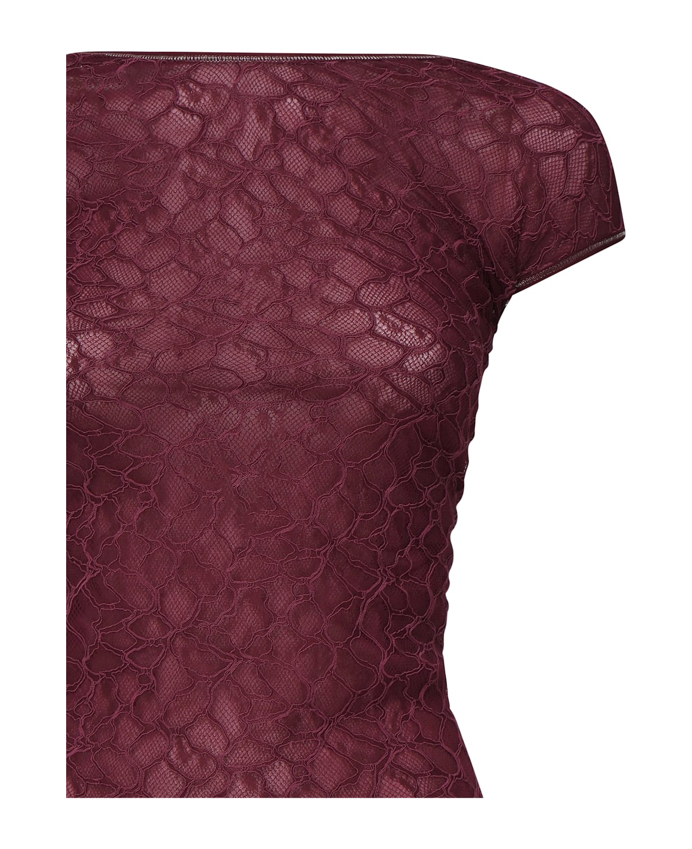 Pinko Lace Fitted Top - BORDEAUX INTENSO