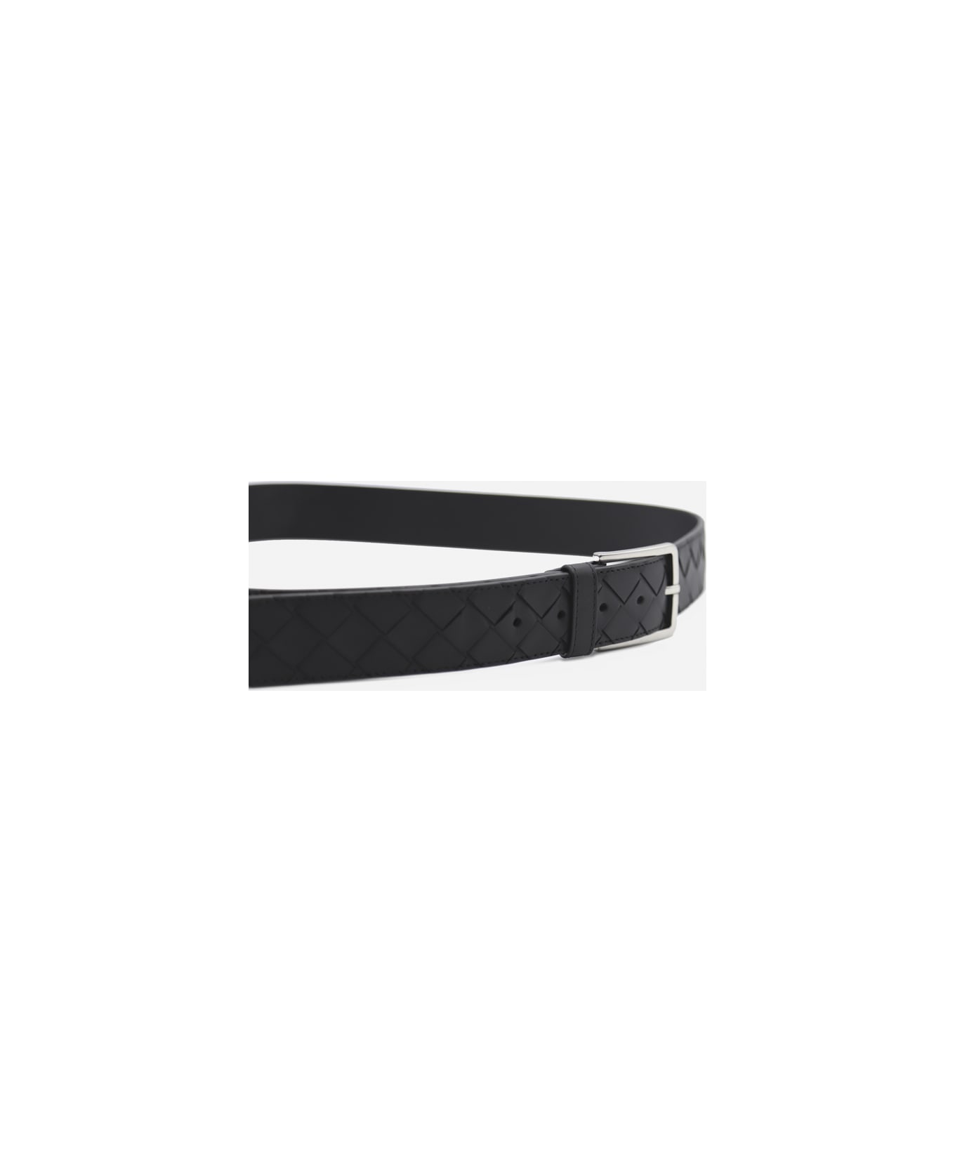 Bottega Veneta Leather Belt With Woven Pattern - Black