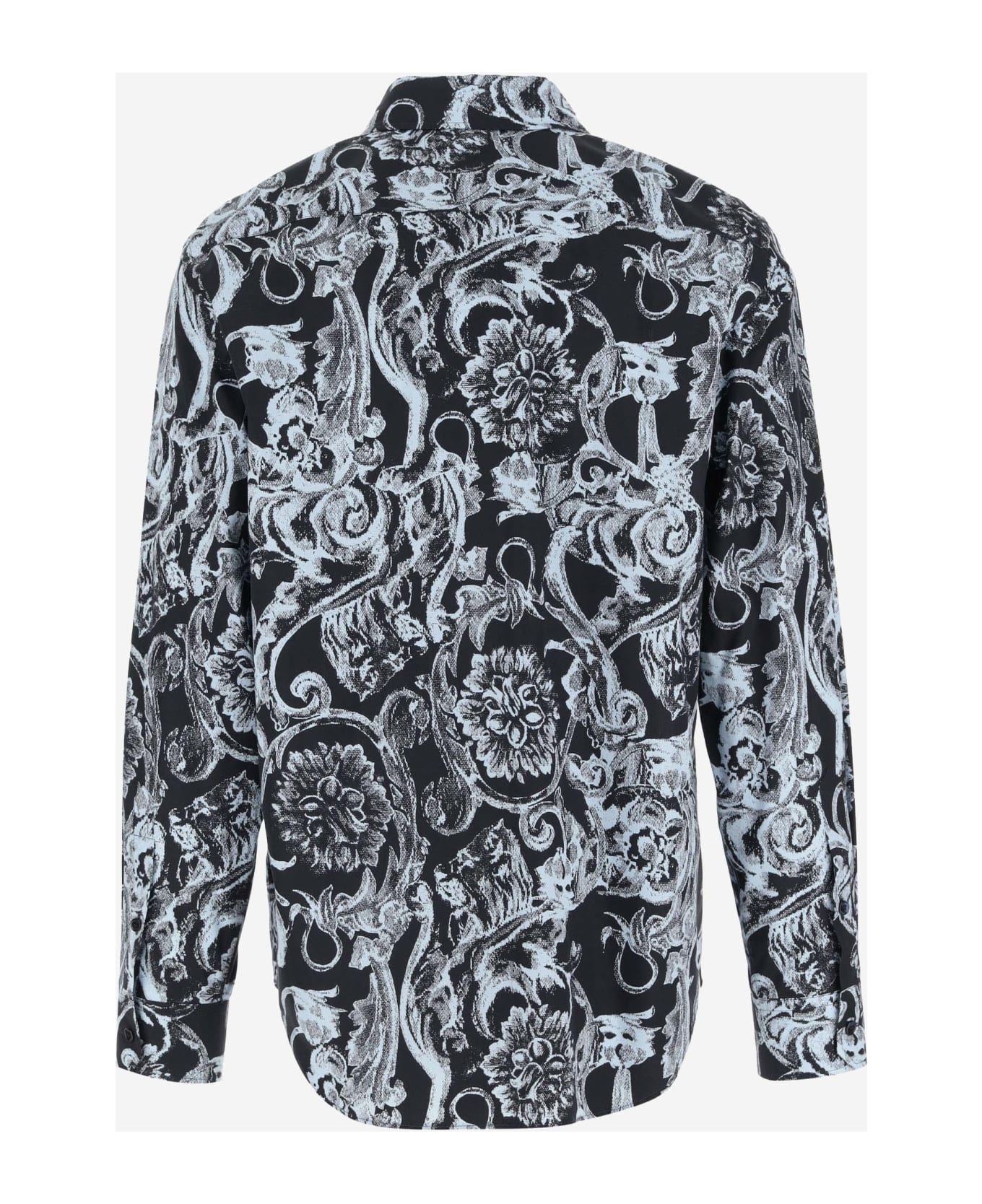 Versace Cotton Shirt With Baroque Print - Red