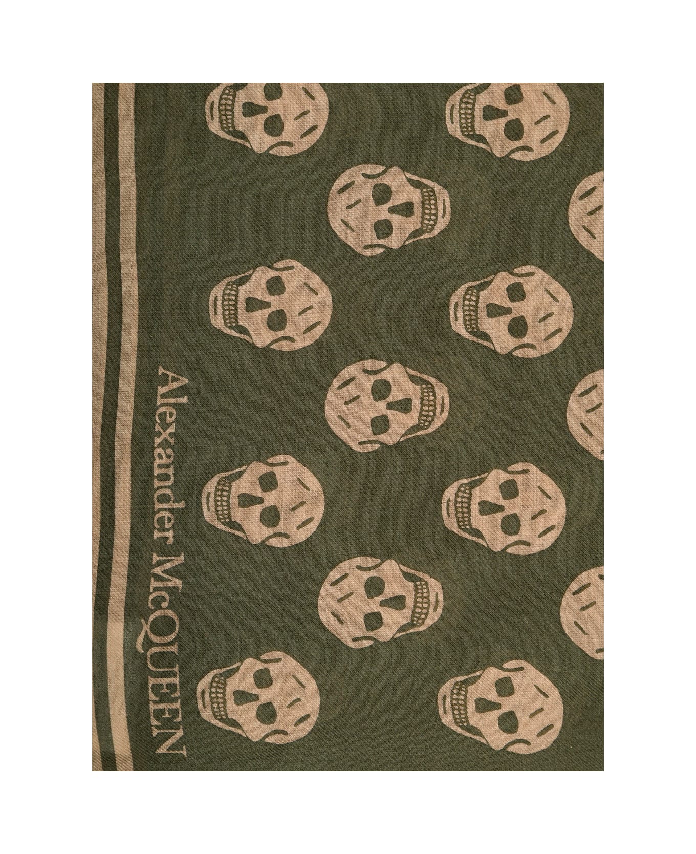Alexander McQueen Scarf With Skull And Logo Print - Green