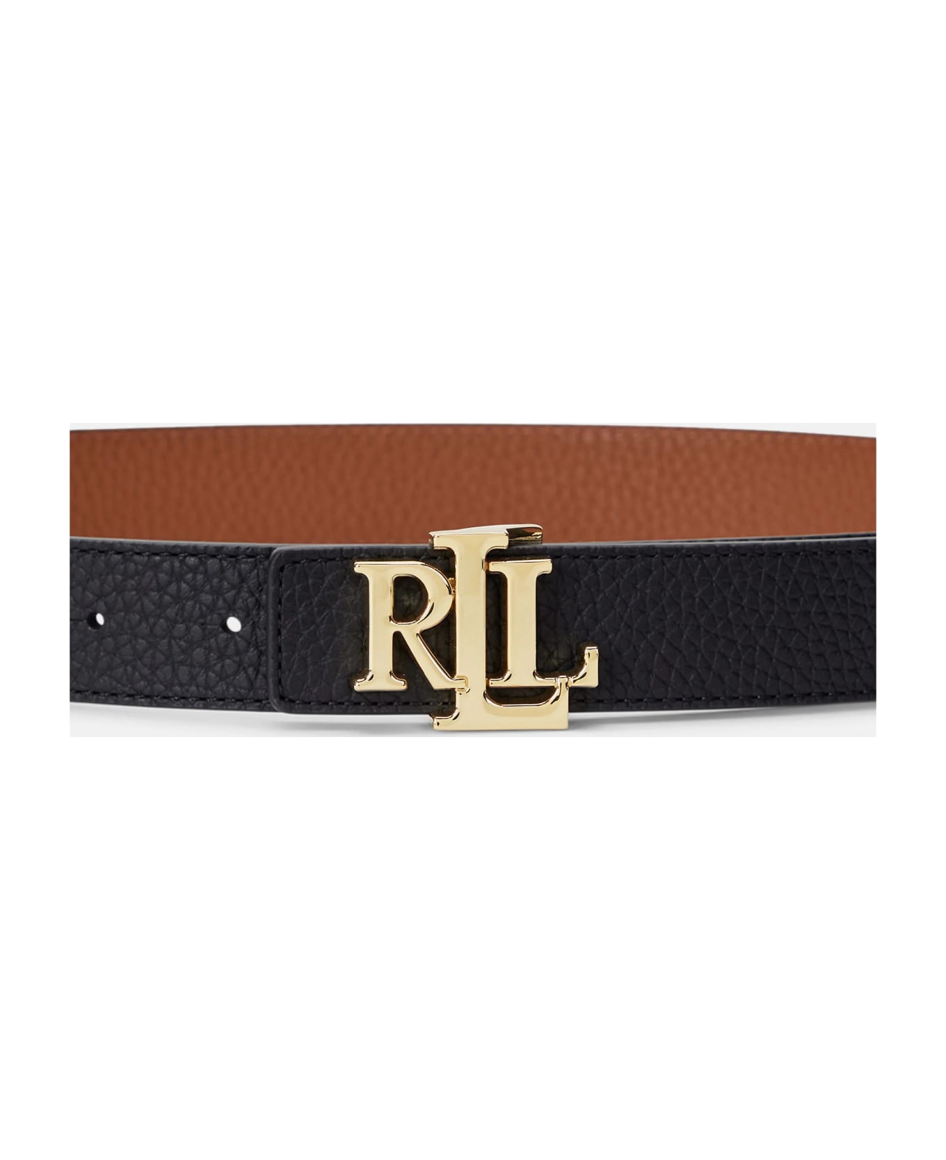 Ralph Lauren Rev Lrl 20 Belt Skinny - Black Lauren Tan