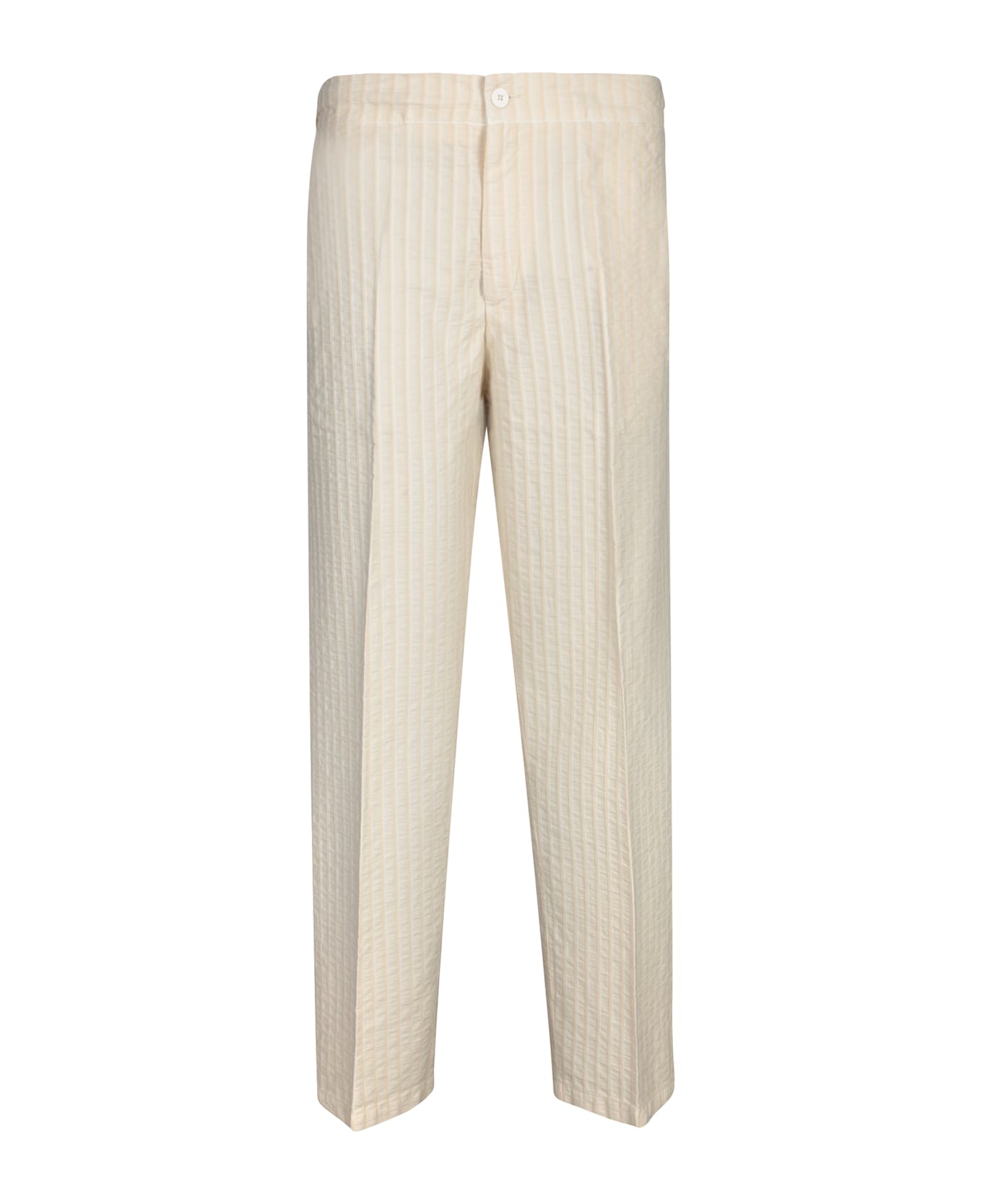 costumein Cream Striped Cotton Trousers - White