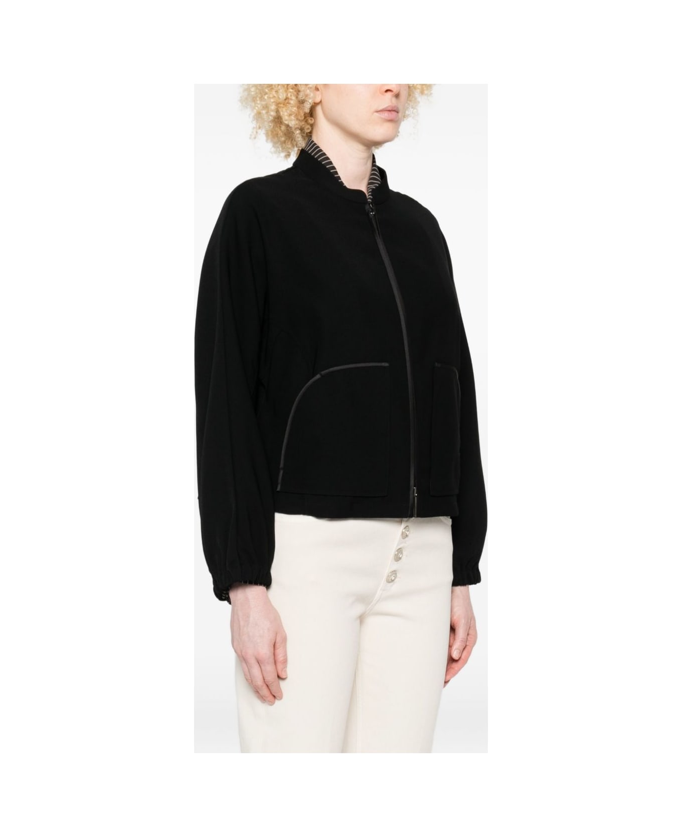 Emporio Armani Zipped Blouson Jacket - Black