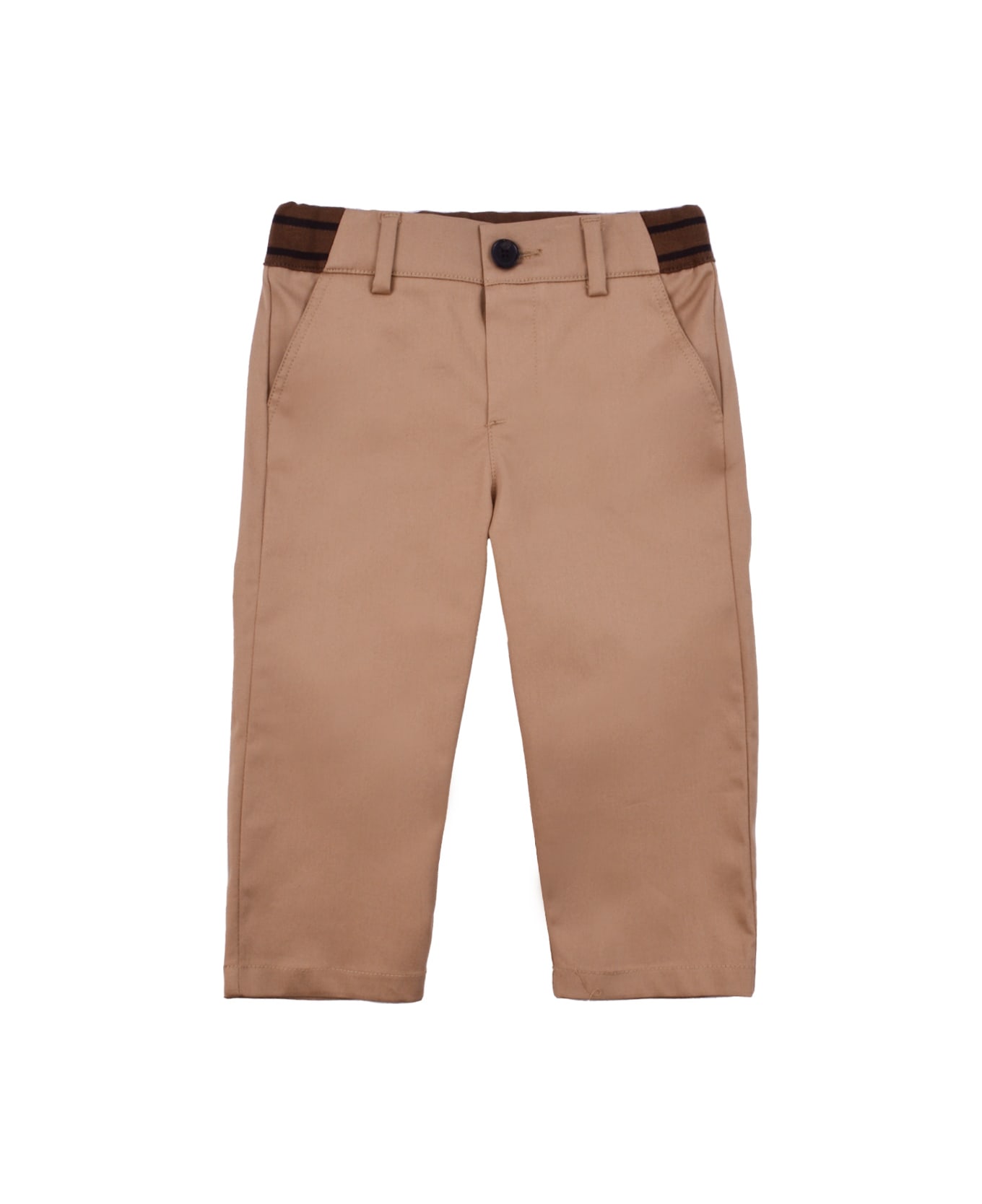 Fendi Cotton Pants With Logo Detail - Beige