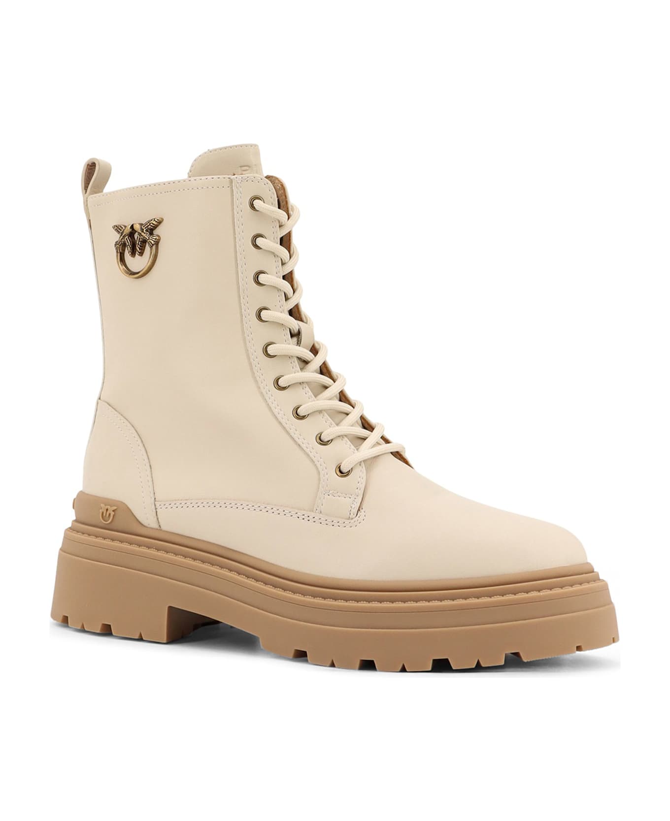 Pinko Mia 11 Leather Ankle Boots - Cream