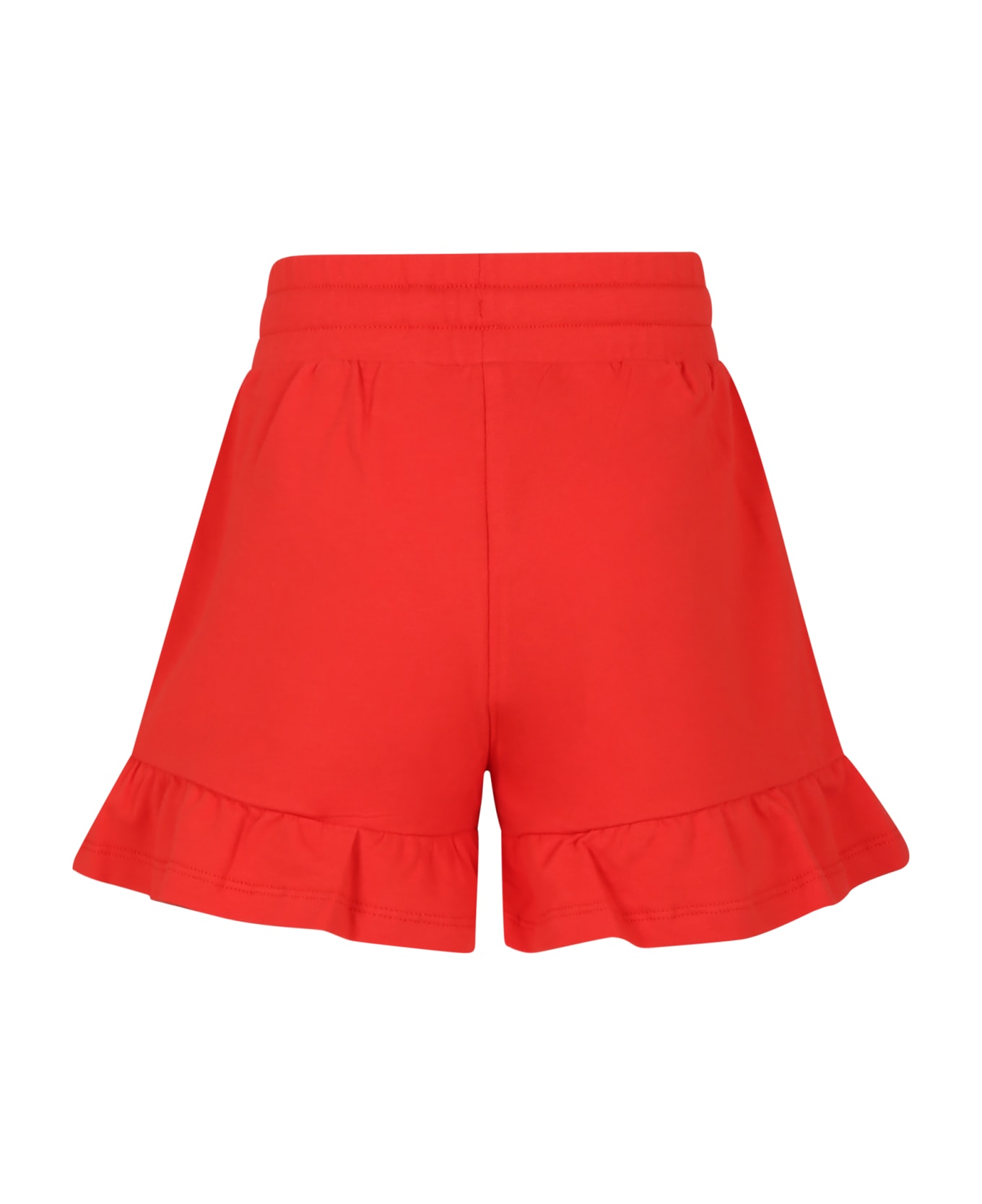 Moschino Red Shorts For Girl With Teddy Bear And Logo - Red