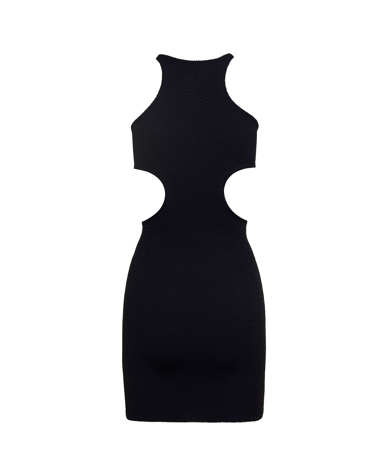 Reina Olga 'ele' Mini Black Sleeveless Dress With Cut-out In Stretch Polyamide Woman - Black