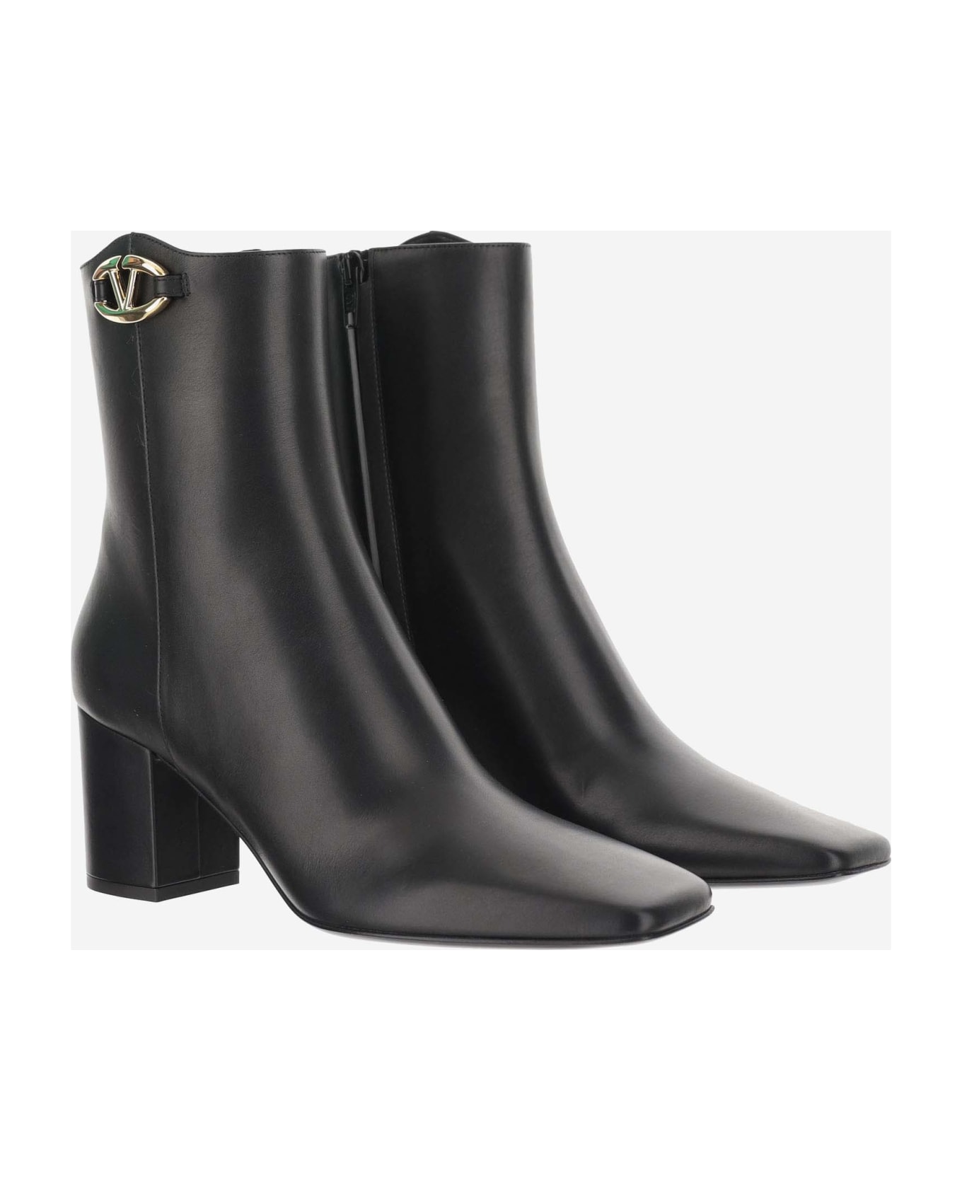 Valentino Garavani Vlogo The Bold Edition Leather Ankle Boot - Black