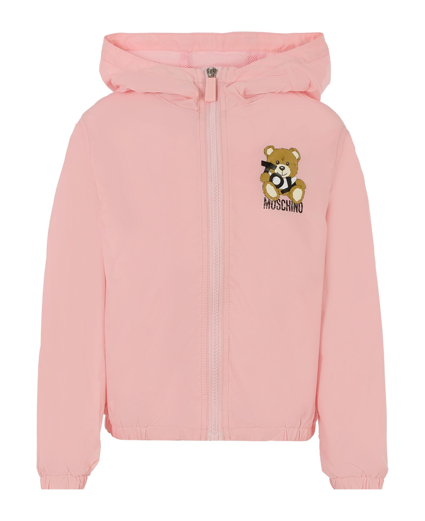 Moschino Pink Windbreaker Jacket For Girl With Teddy Bear - Pink