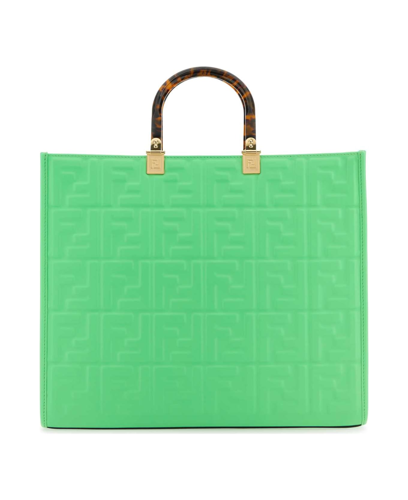 Fendi Fluo Green Leather Medium Sunshine Shopping Bag - VERDE