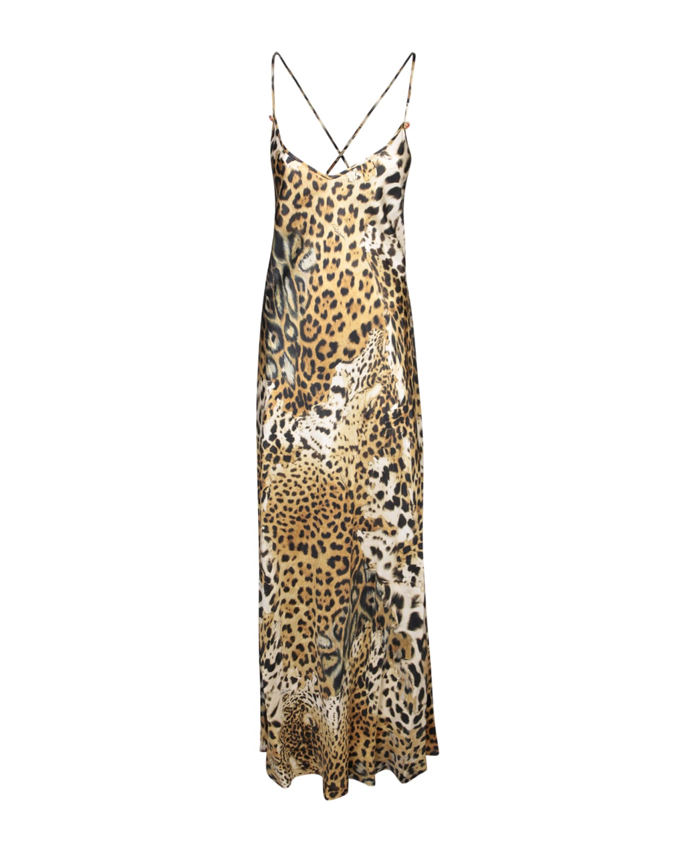 Roberto Cavalli Jaguar Skin Print Dress - Beige
