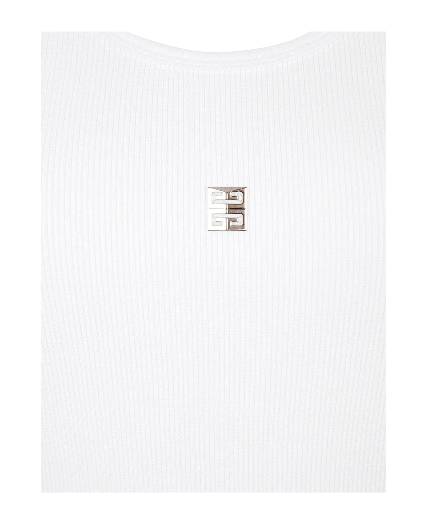 Givenchy 4g Plaque Ribbed-knit Tank Dress - White