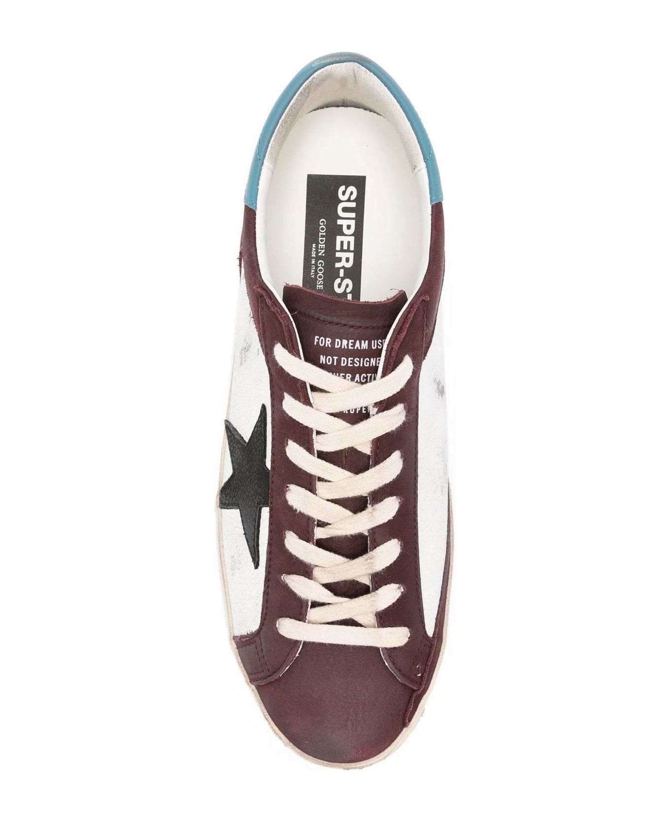 Golden Goose Super Star Double Quarter Low-top Sneakers - WHITE/RED WINE/BLACK/TEAL スニーカー