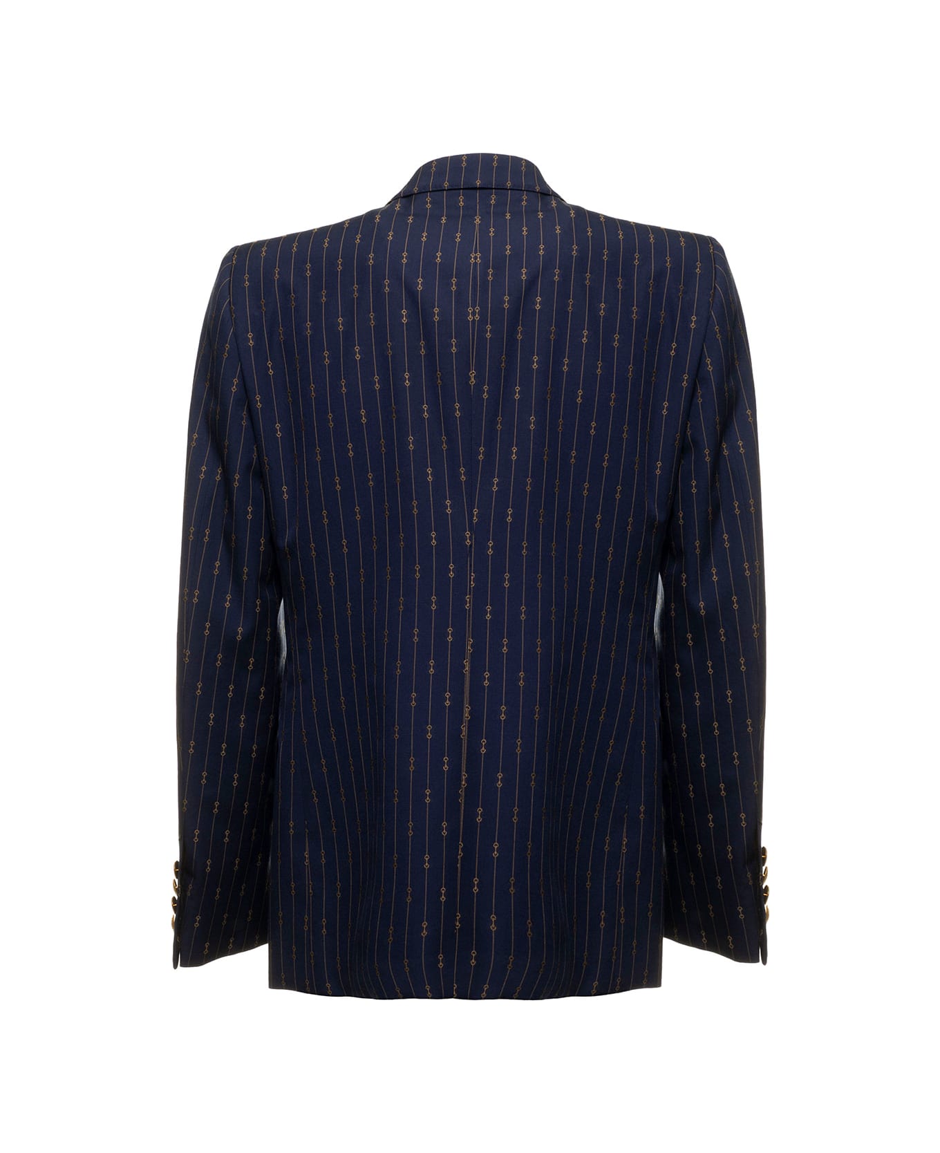 Gucci Man's Blue Printed Wool Double-breasted Blazer - blue ブレザー