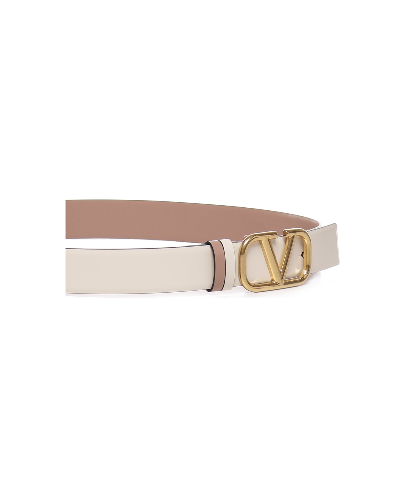 Valentino Garavani Vlogo Signature Belt In Polished Calfskin - White