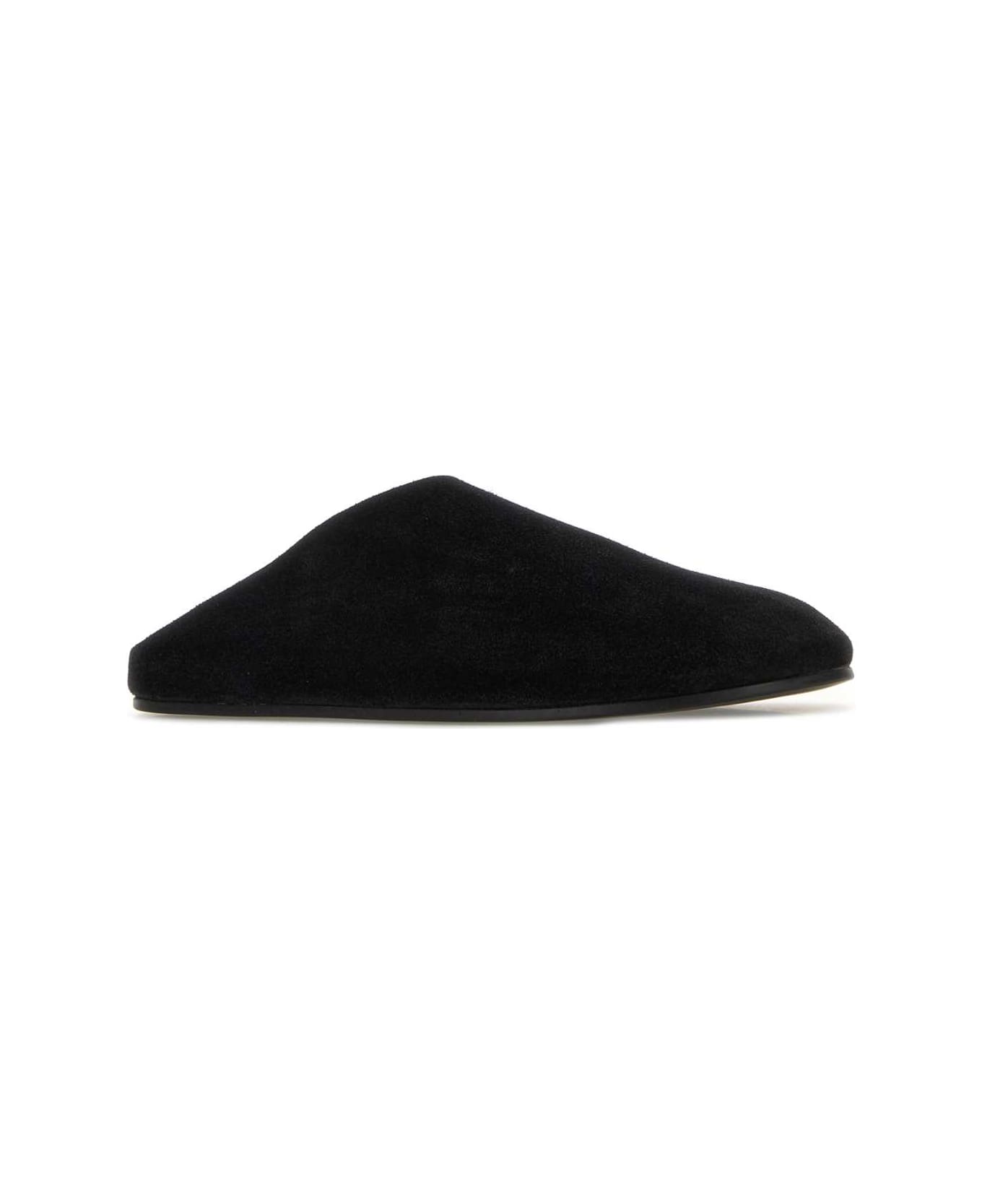The Row Black Suede Hudson Slippers - Black