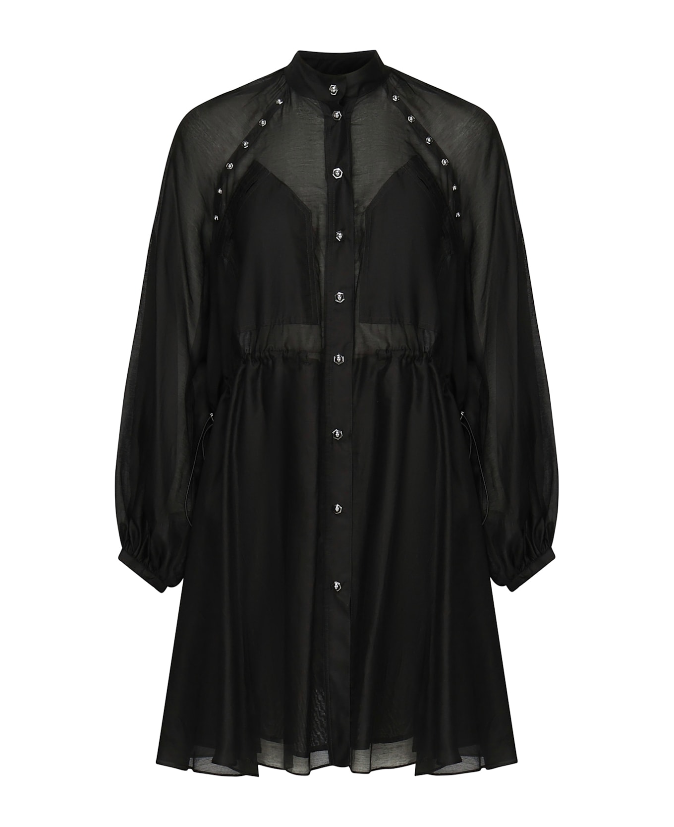 Pinko Cotton And Silk Mini Dress - Black