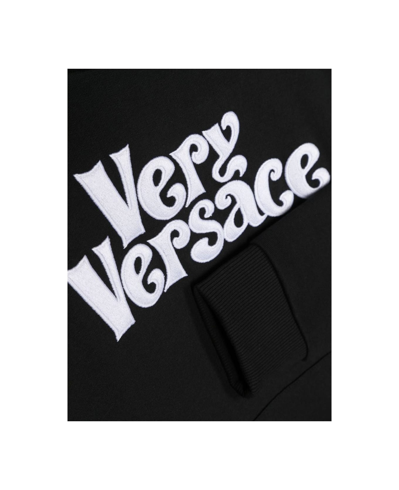 Versace Sweatshirt Fleece Very Versace Embroidery - BLACK ニットウェア＆スウェットシャツ
