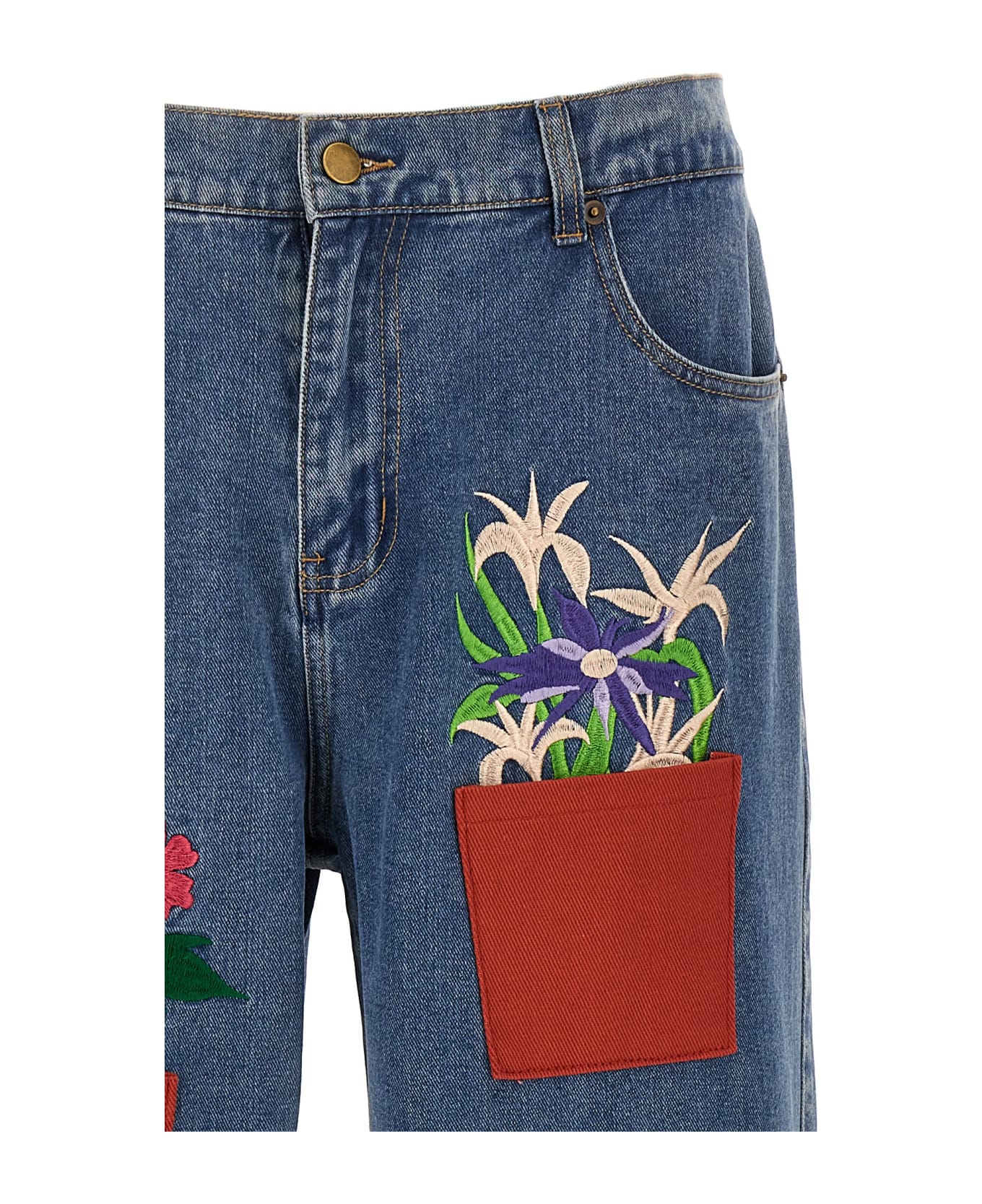 Kidsuper 'flower Pots' Denim Trousers - Blue