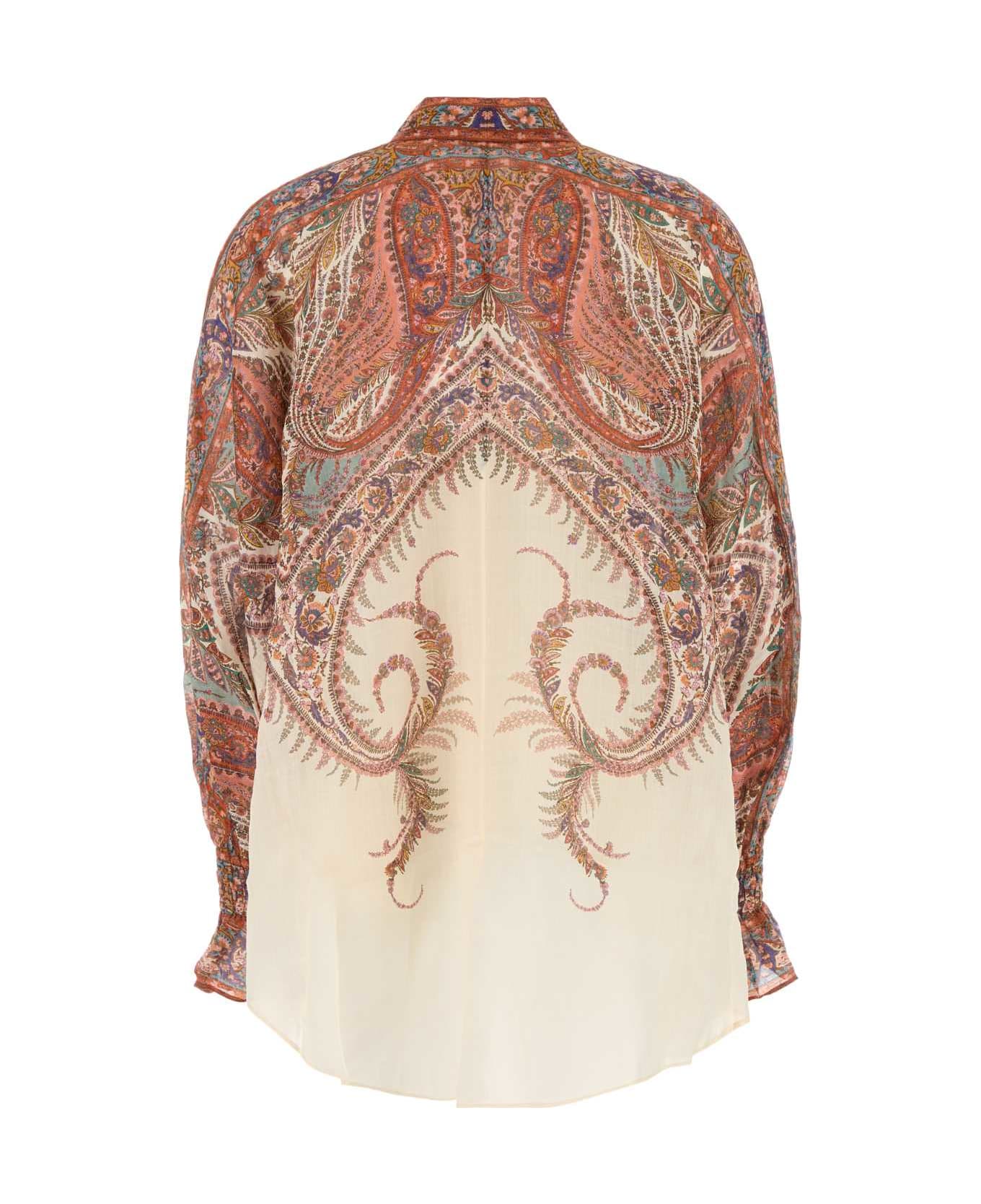 Zimmermann Printed Ramie Rhiannon Blouse - CREAMPAISLEY