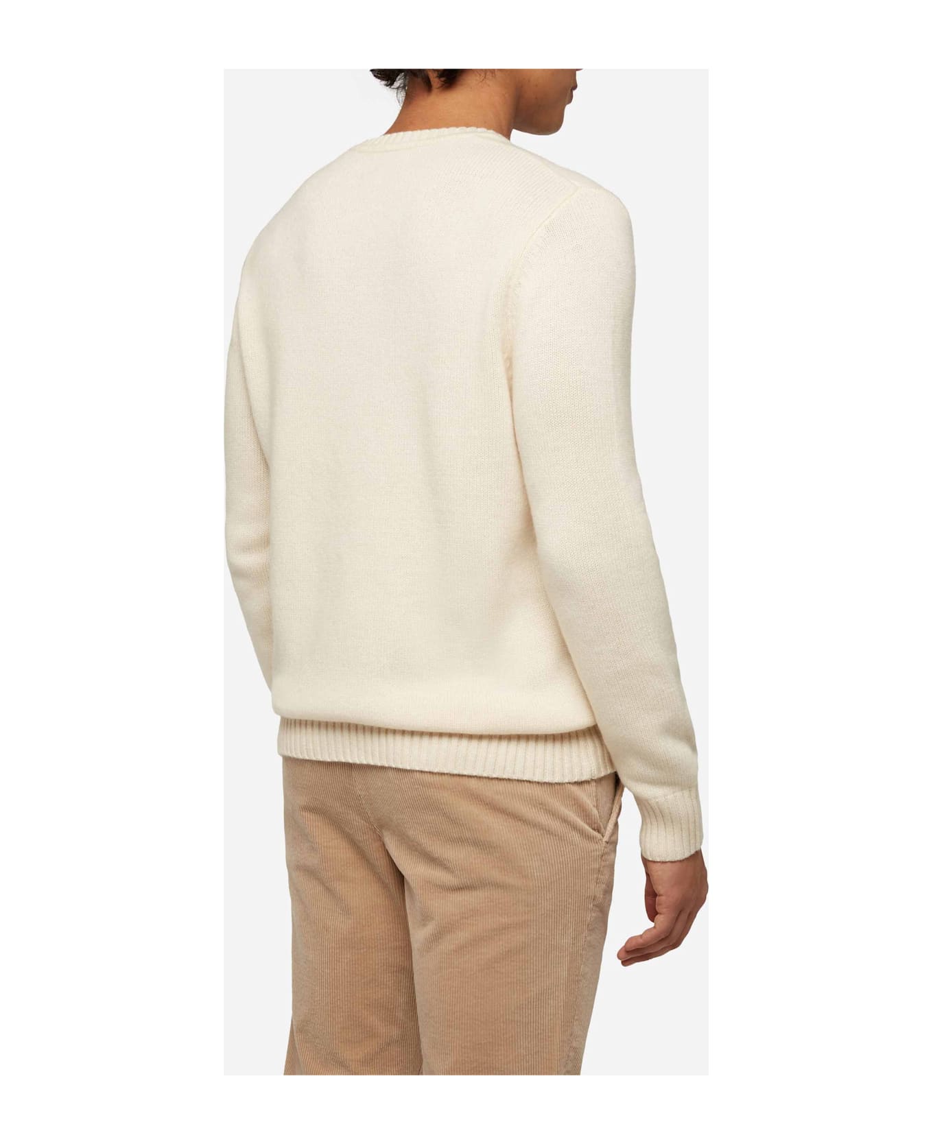 MC2 Saint Barth White Sweater Bombardino Light With Engadina Skiers Jacquard - WHITE