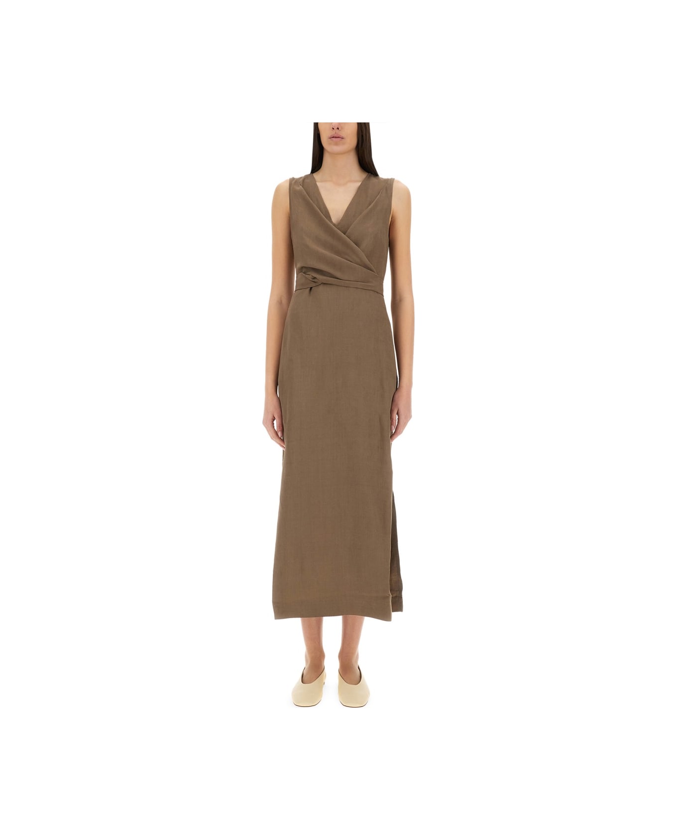Brunello Cucinelli "wrap-effect" Dress - BROWN