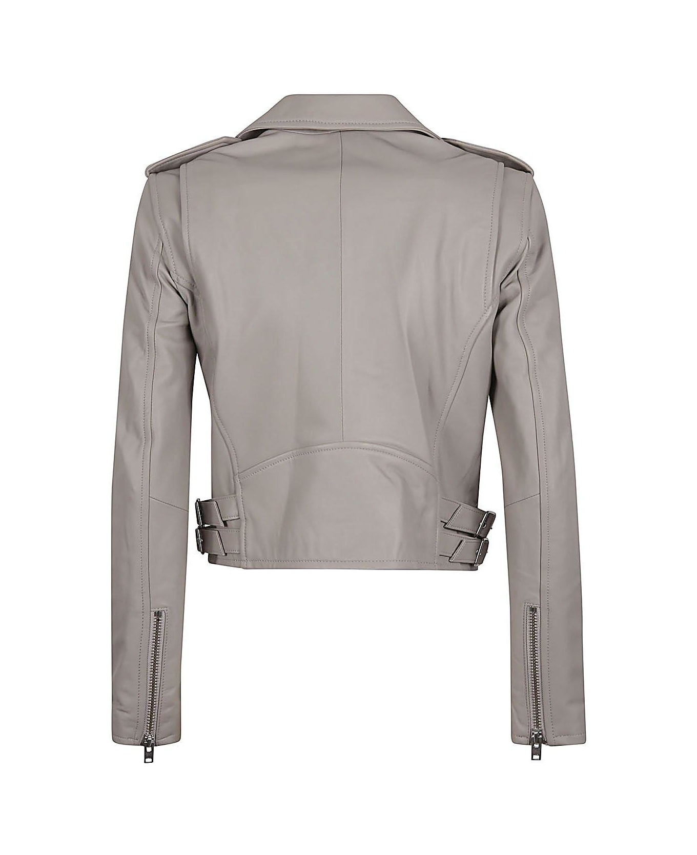IRO Zipped Leather Jacket - Grey