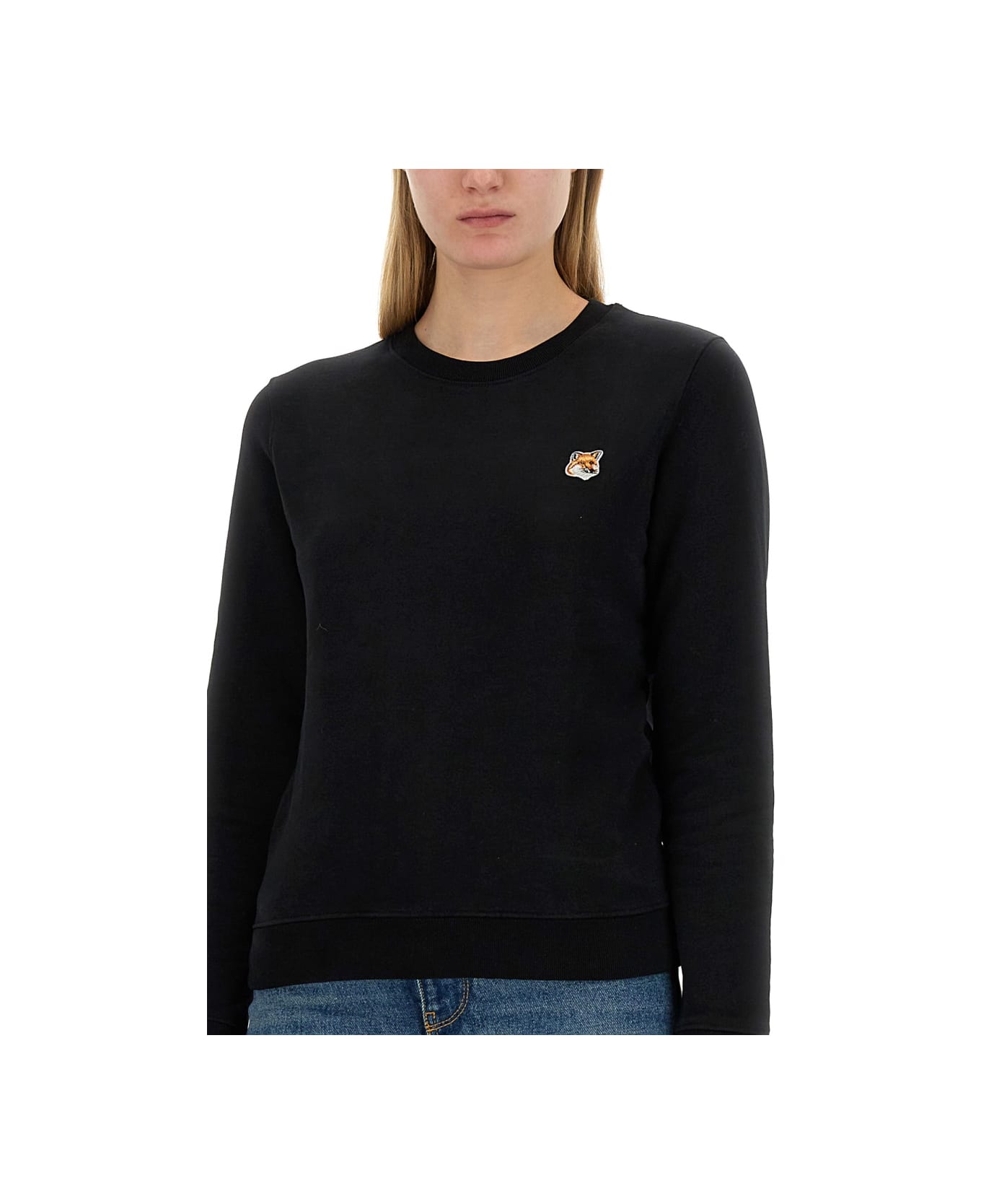 Maison Kitsuné Sweatshirt With Fox Patch - BLACK