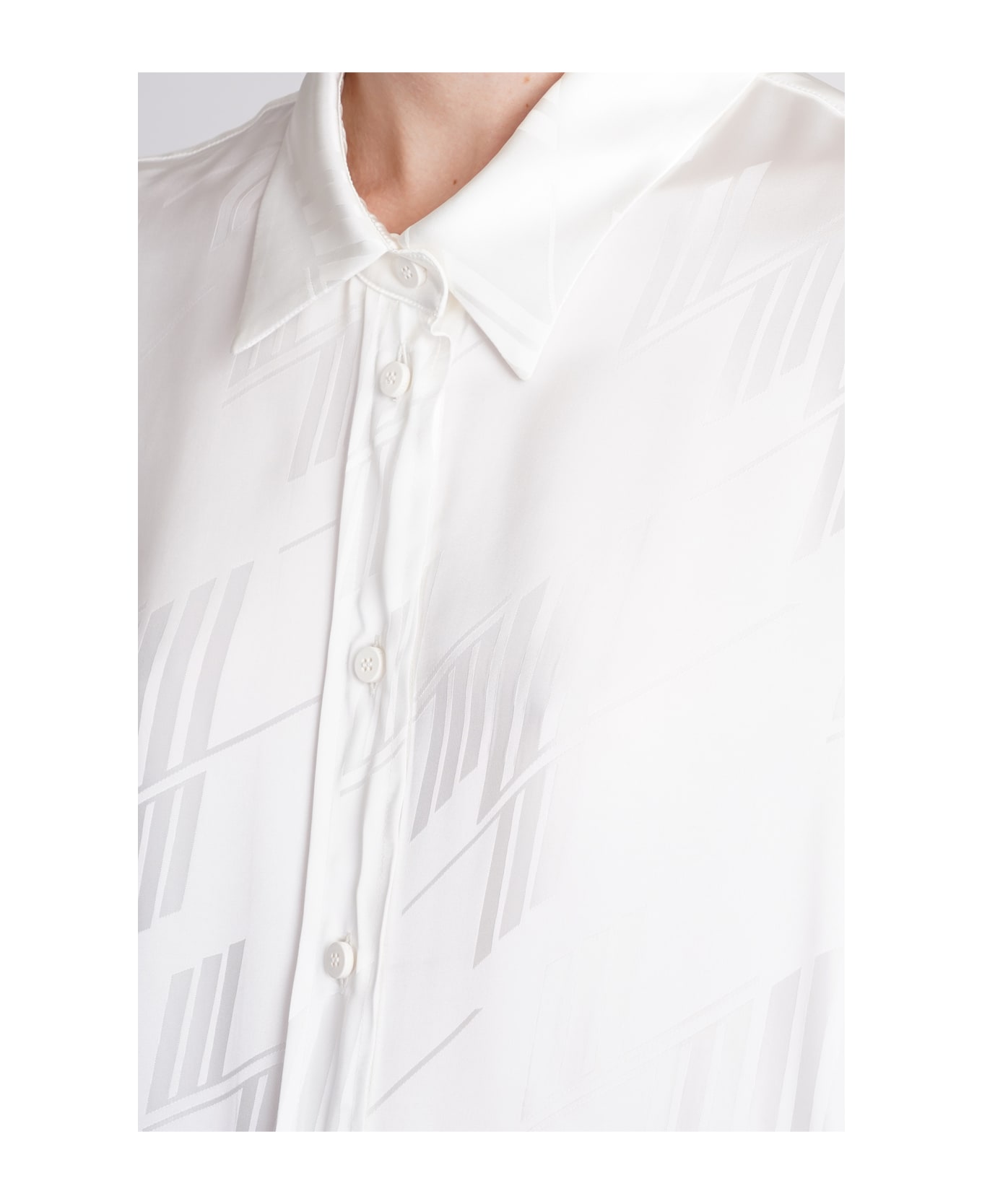 The Attico Diana Shirt In White Viscose - Milk