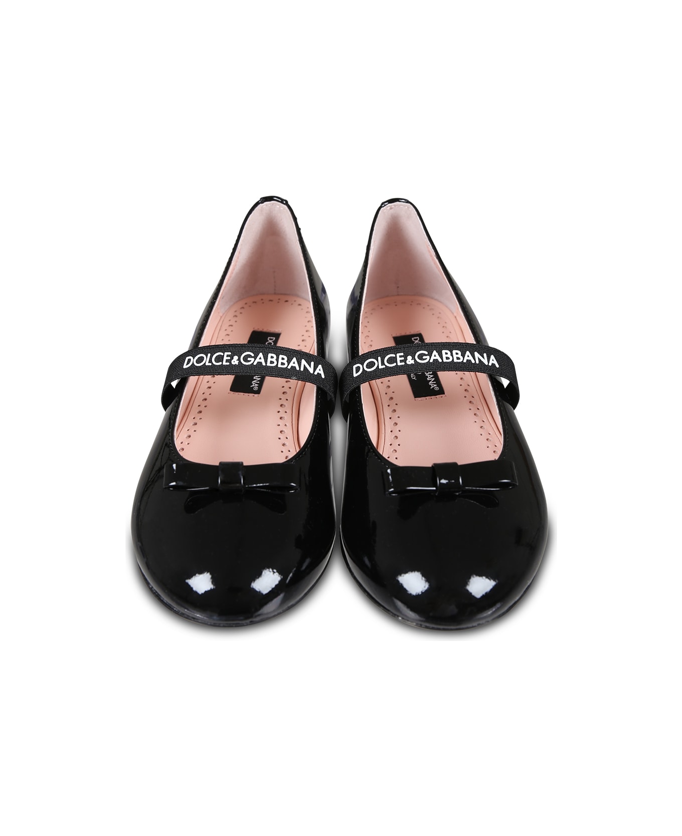 Dolce & Gabbana Black Ballet Flats For Girl With Logo - Black