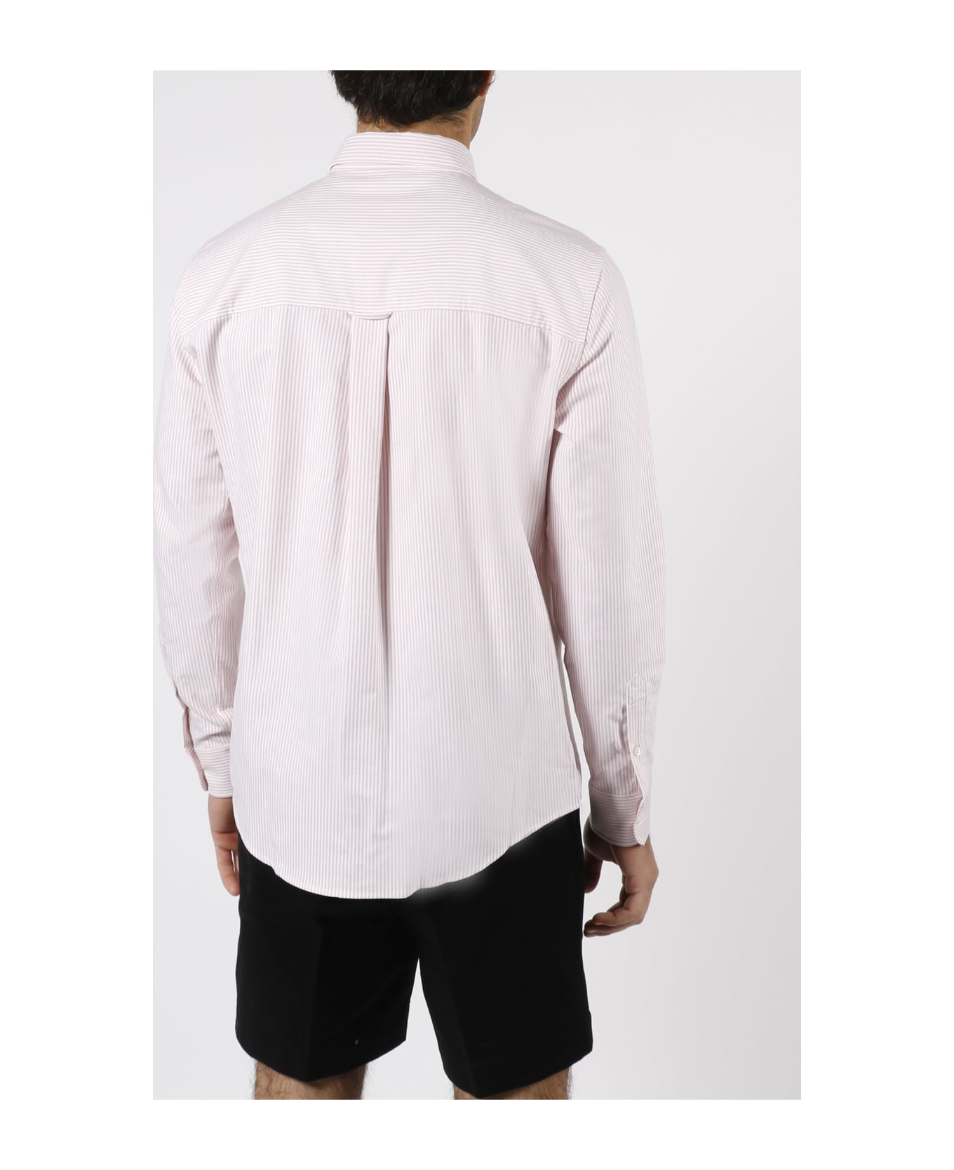 Ami Alexandre Mattiussi Ami De Coeur Striped Shirt - 659 PALE PINK/WHITE