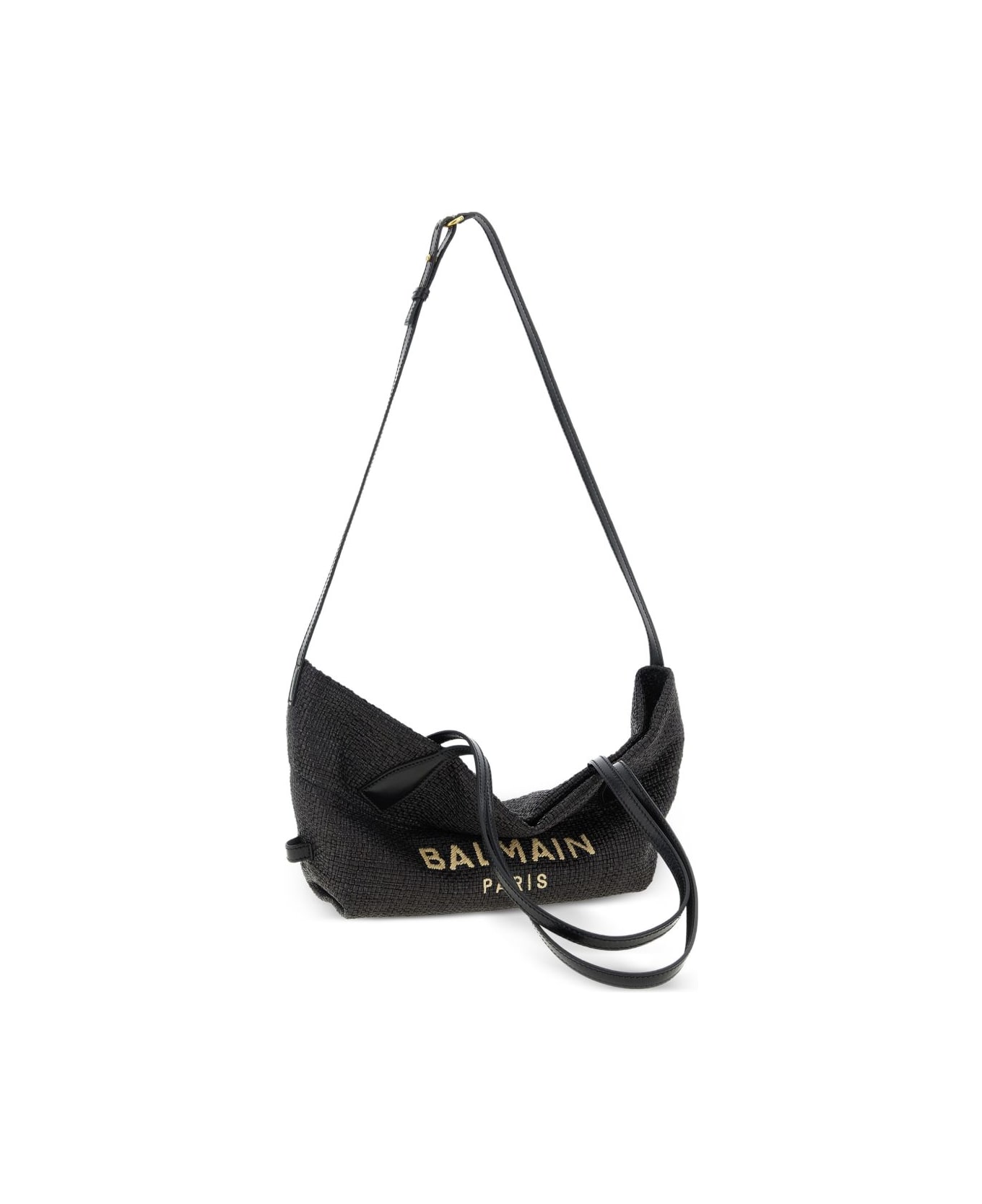 Balmain Track Small Rafia Tote - Black