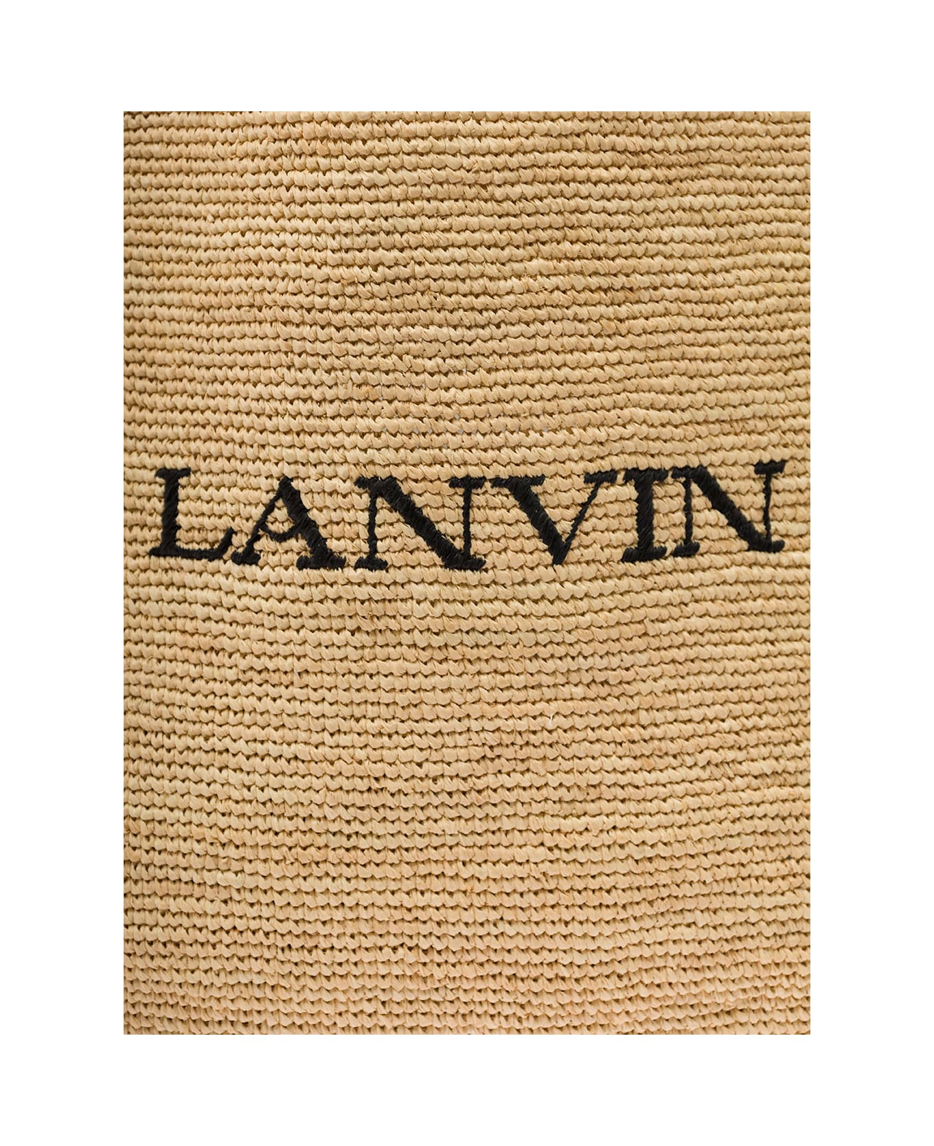 Lanvin Beige Tote Bag With Embroidered Logo In Rafia Woman - Beige トートバッグ