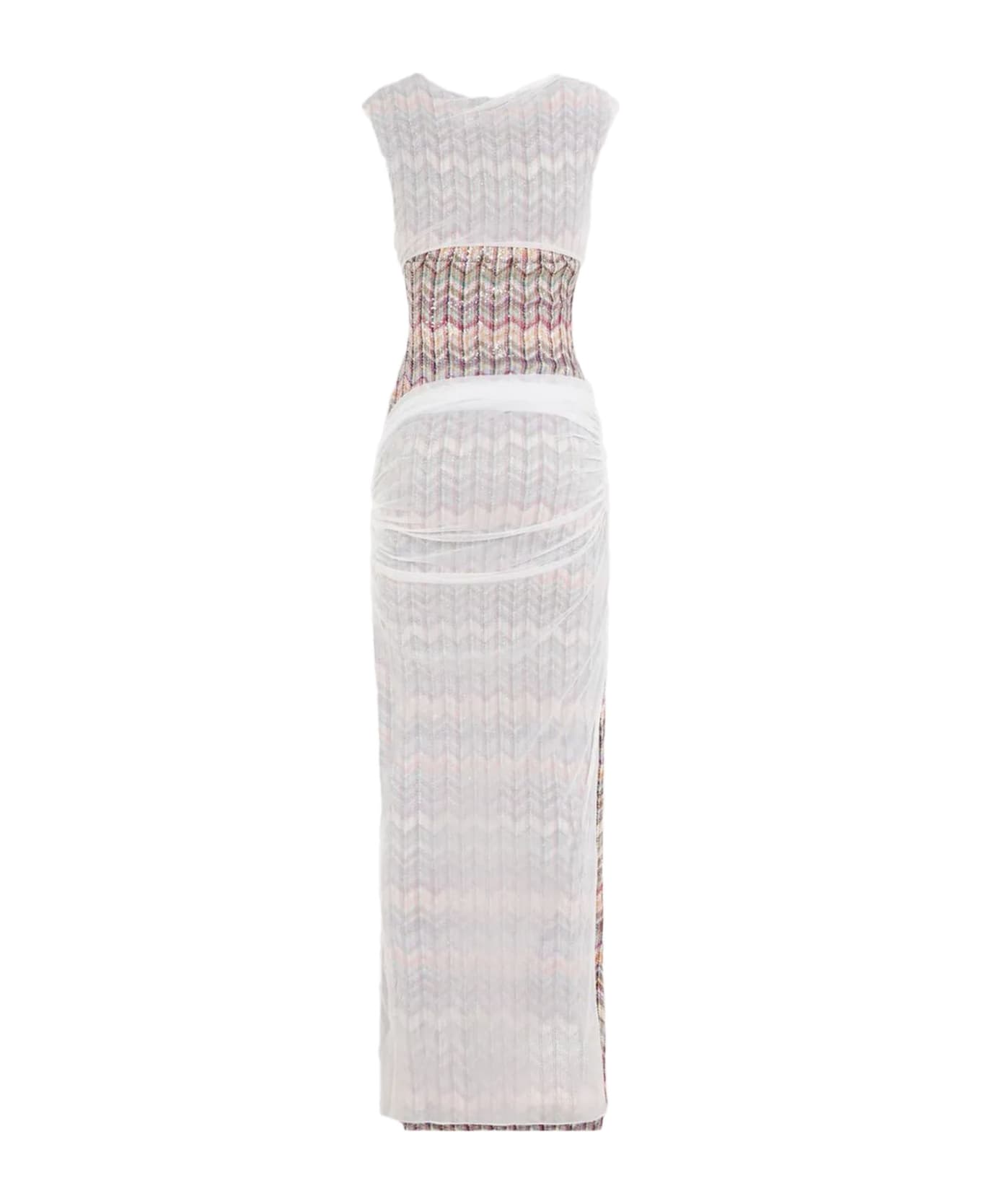 Missoni Multicolor Cotton-blend Yarn Long Dress - White