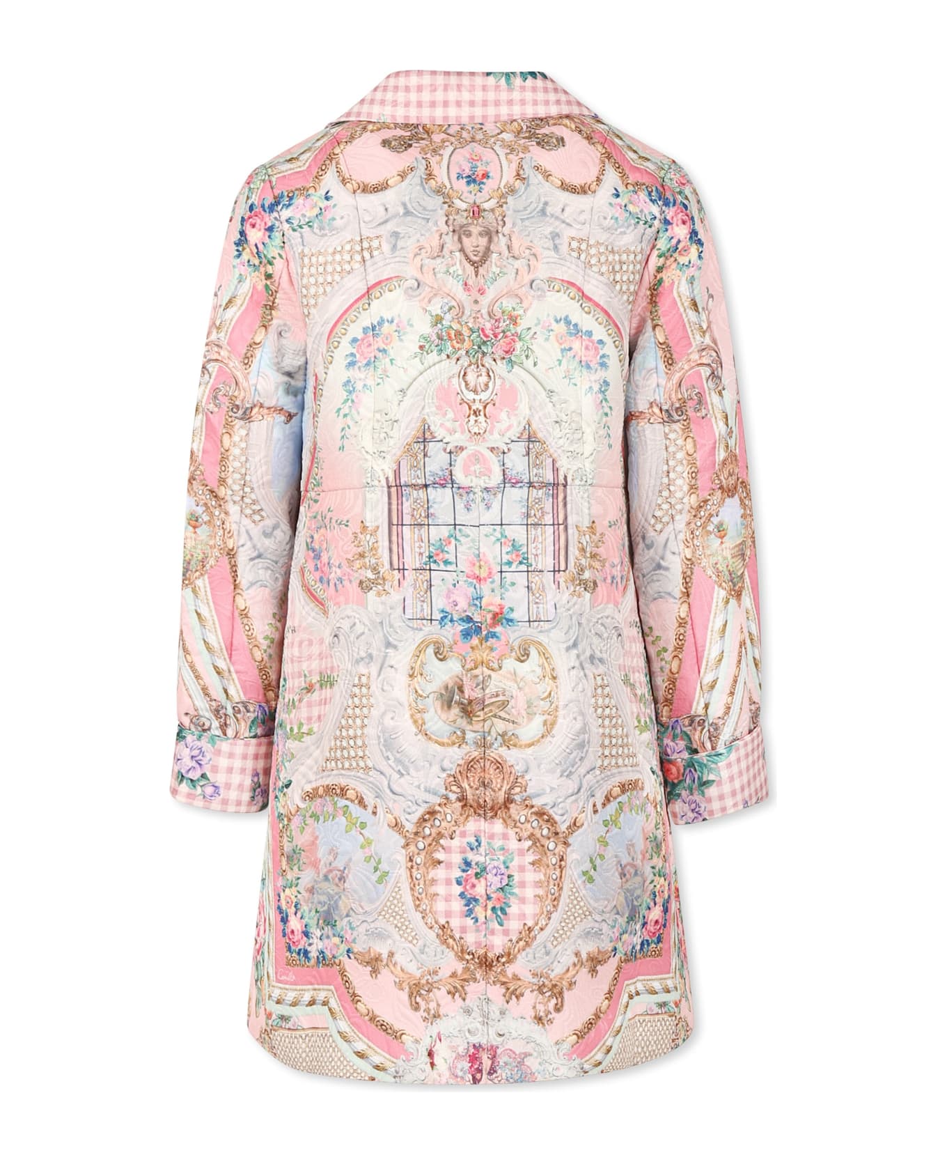 Camilla Pink Coat For Girl With Floral Print - Pink
