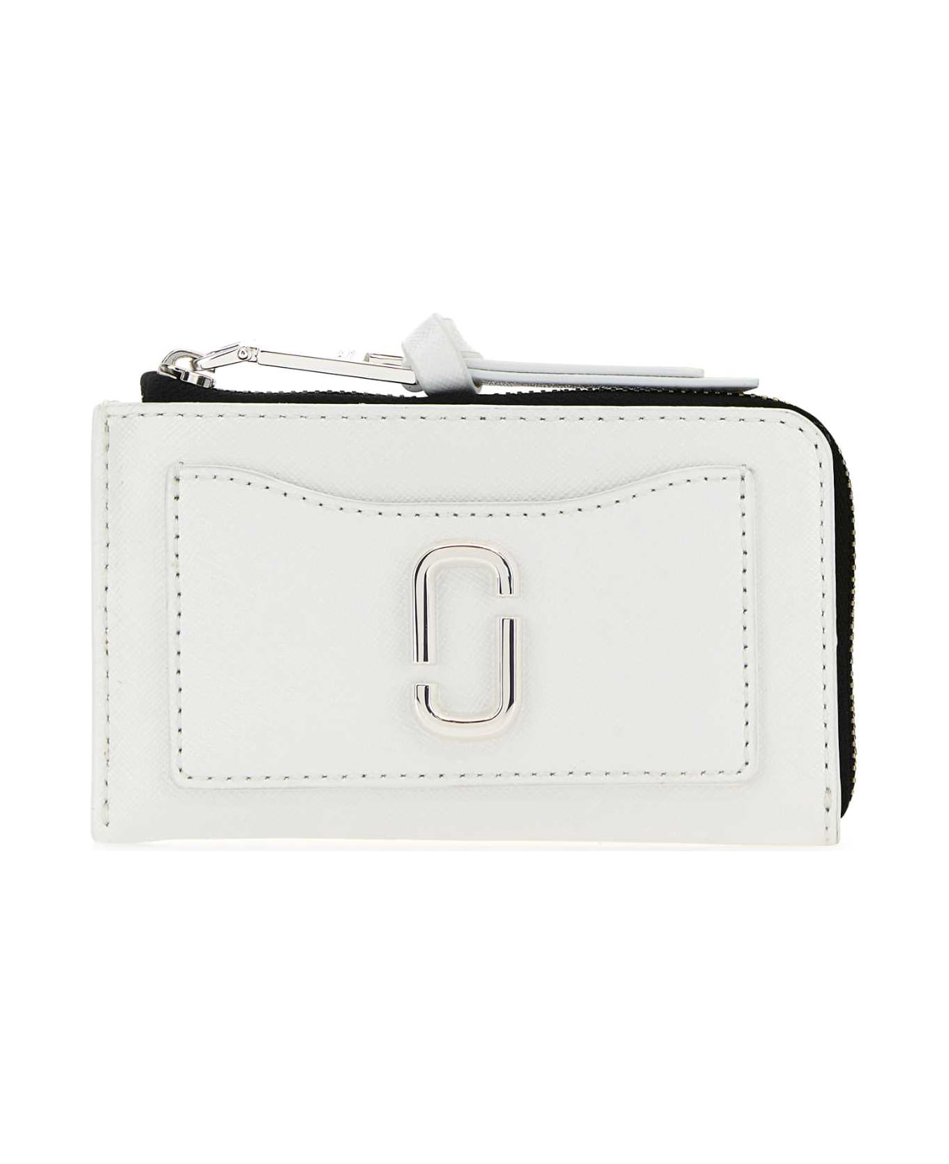 Marc Jacobs White Leather The Utility Top Zip Multi Wallet - White