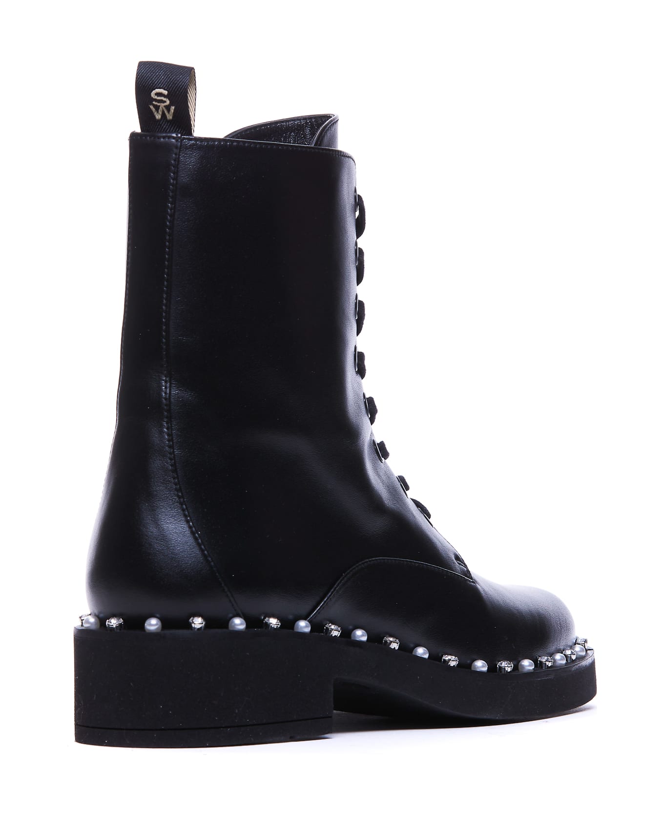 Stuart Weitzman Reverie Lace Up Booties - Black