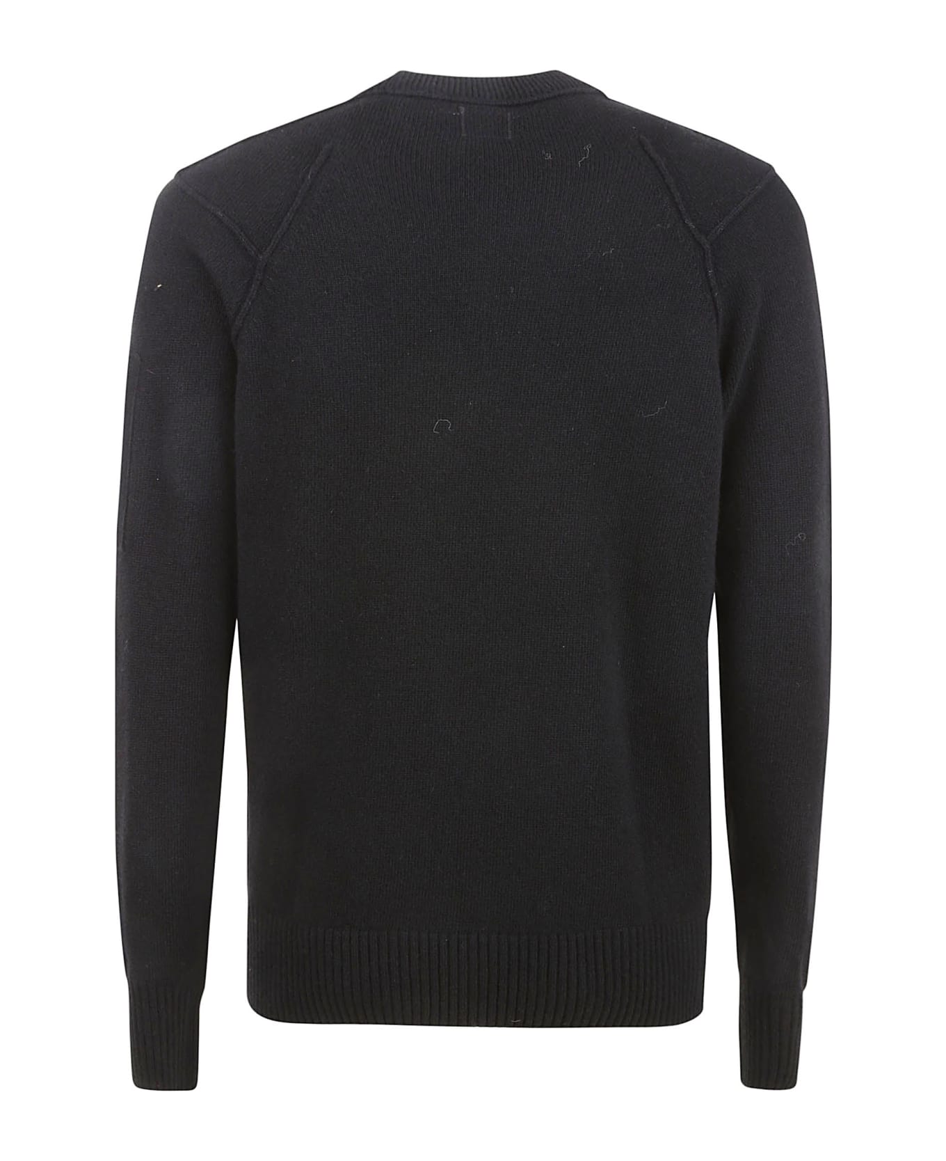 C.P. Company Rib Trim Plain Crewneck Sweater - Black ニットウェア