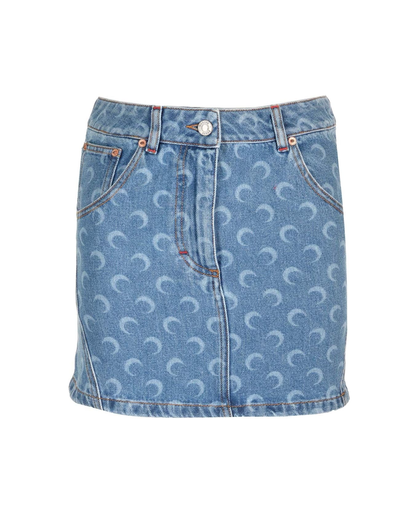 Marine Serre "moon" Mini Skirt - Light blue