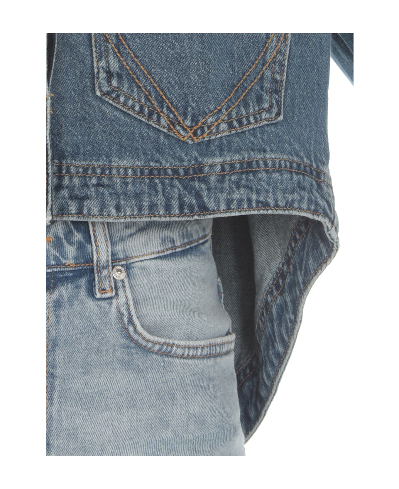 M05CH1N0 Jeans Jeans Button-up Cropped Denim Jacket - Blue