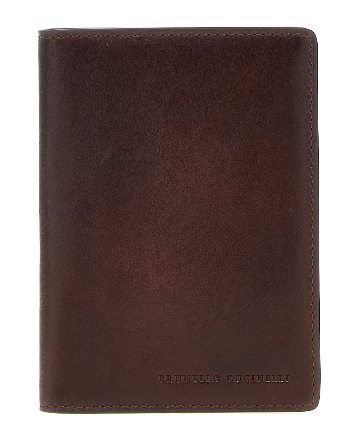 Brunello Cucinelli Leather Passport Holder - Bordeaux